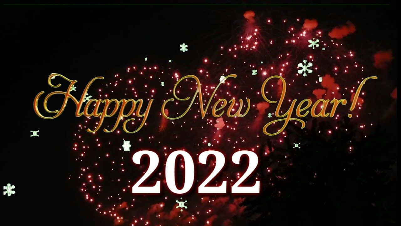 Happy New Year 2022, golden cursive text, dark sky, HD Desktop Wallpaper