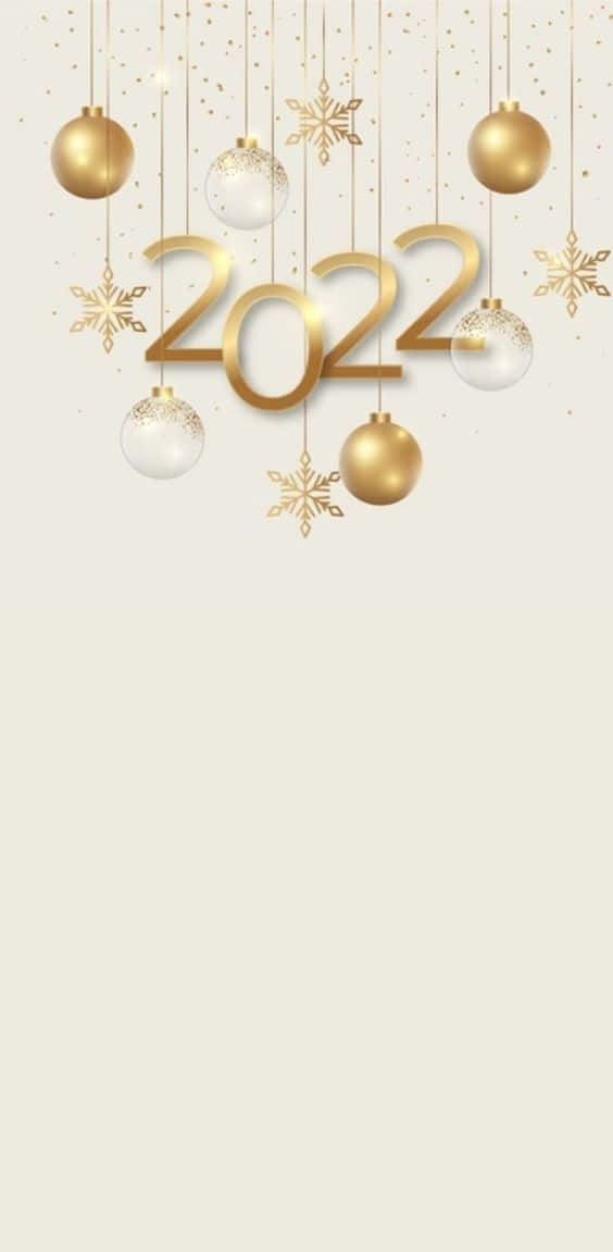 2022, Golden, festive ornaments, SD Phone Wallpaper