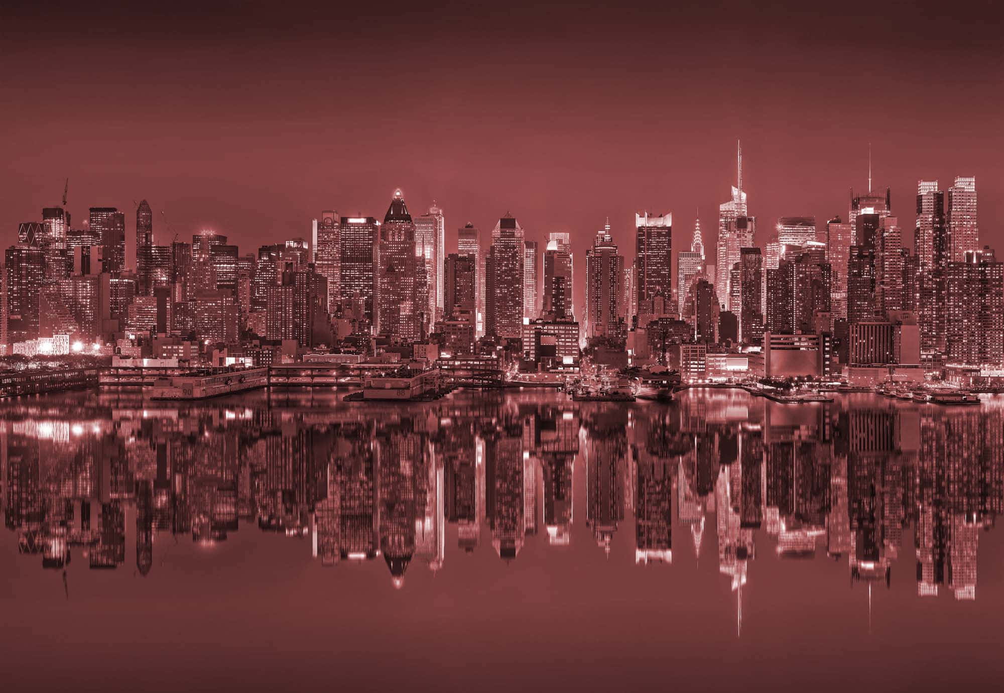 New York, street art, monochromatic red-tinted, Full HD Desktop Wallpaper