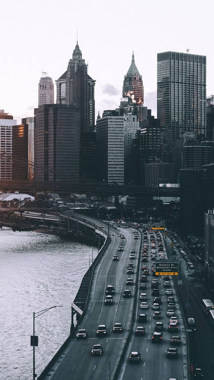 New York, city bridge, traffic, HD Phone Wallpaper