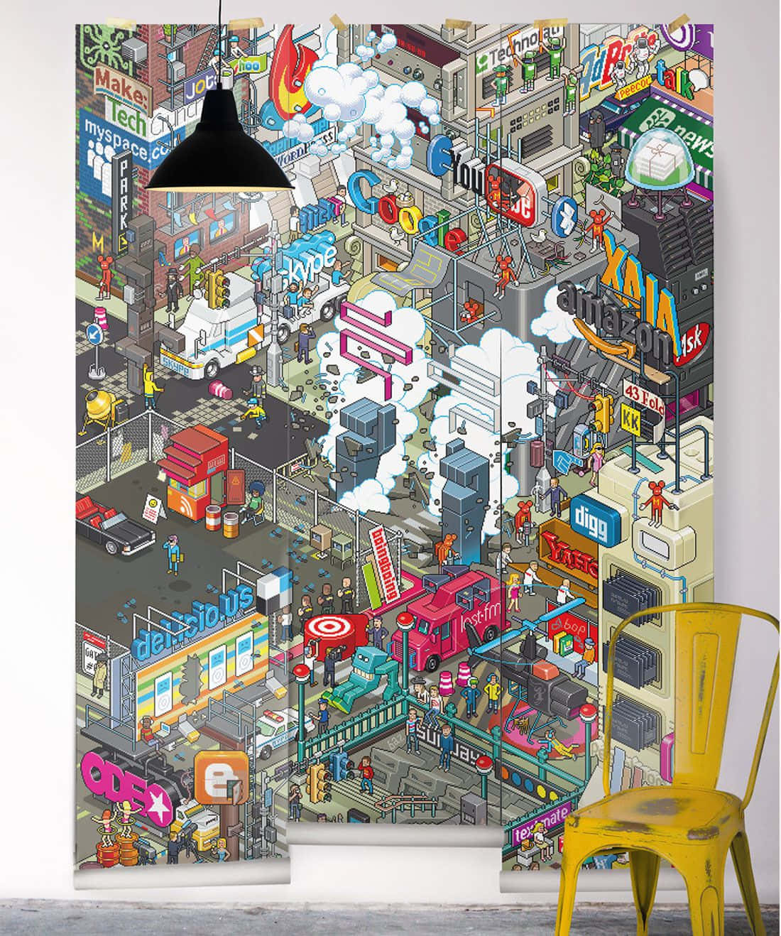 New York, Street Art Scene, isometric illustration, HD Phone Wallpaper