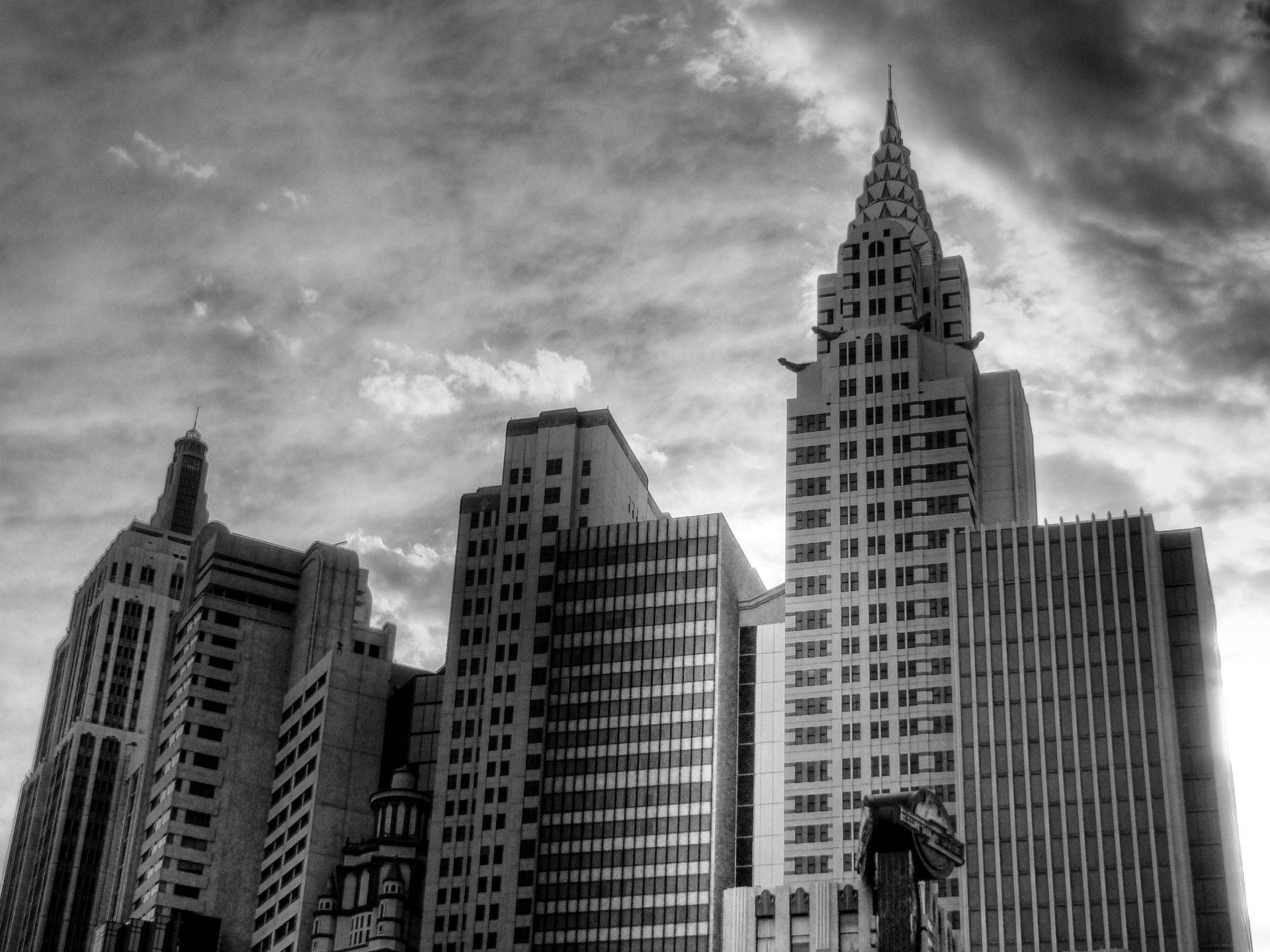 New York, Art Deco skyscrapers, monochrome, Full HD Desktop Wallpaper