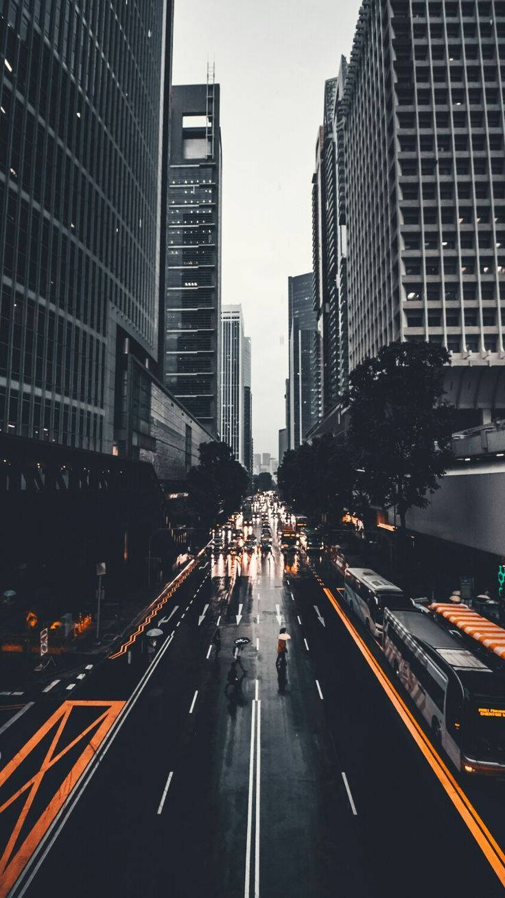 New York, rainy urban street, towering skyscrapers, HD Phone Wallpaper