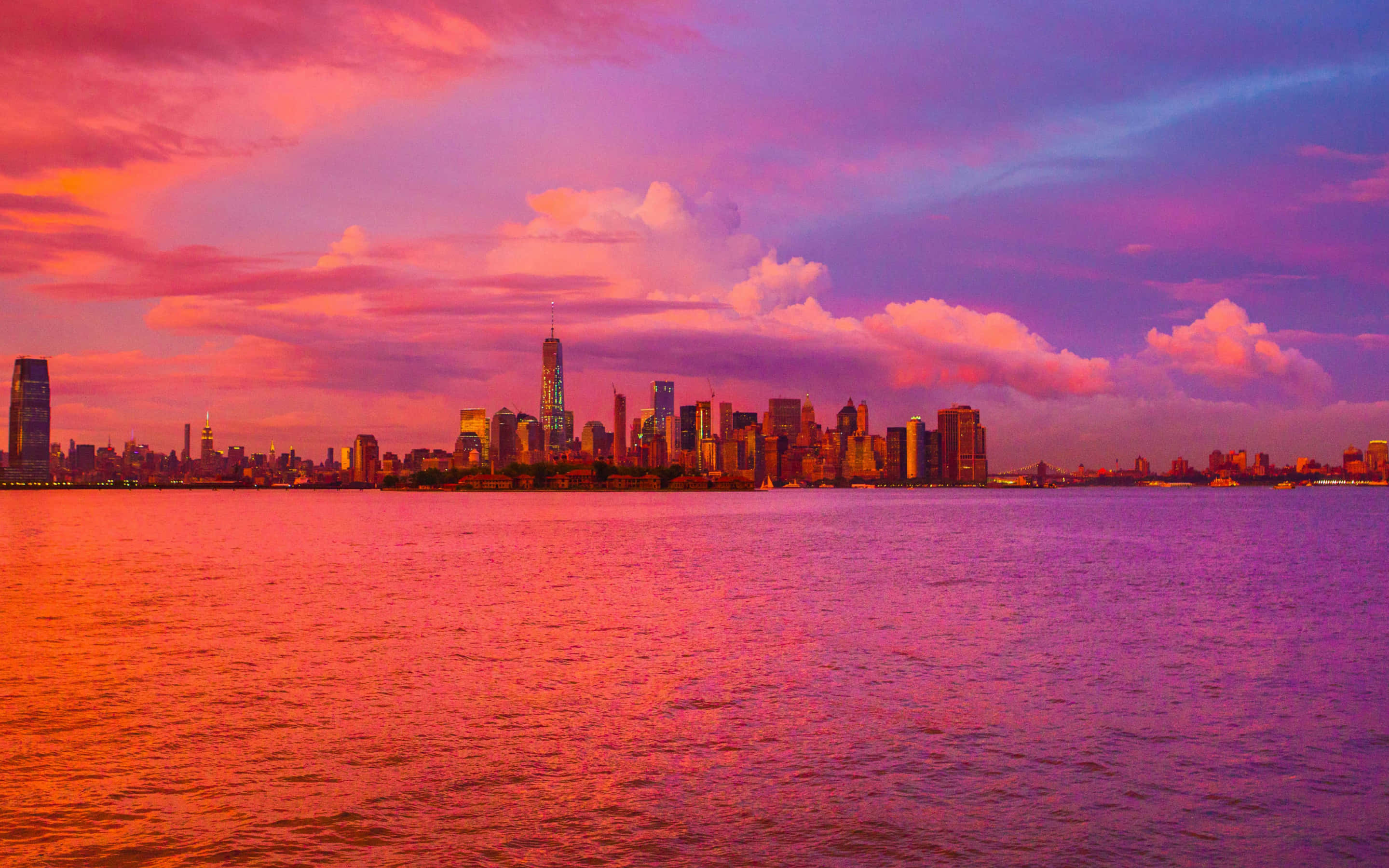 New York City, 4K Ultra HD, Orange Sky, 2K Desktop Wallpaper