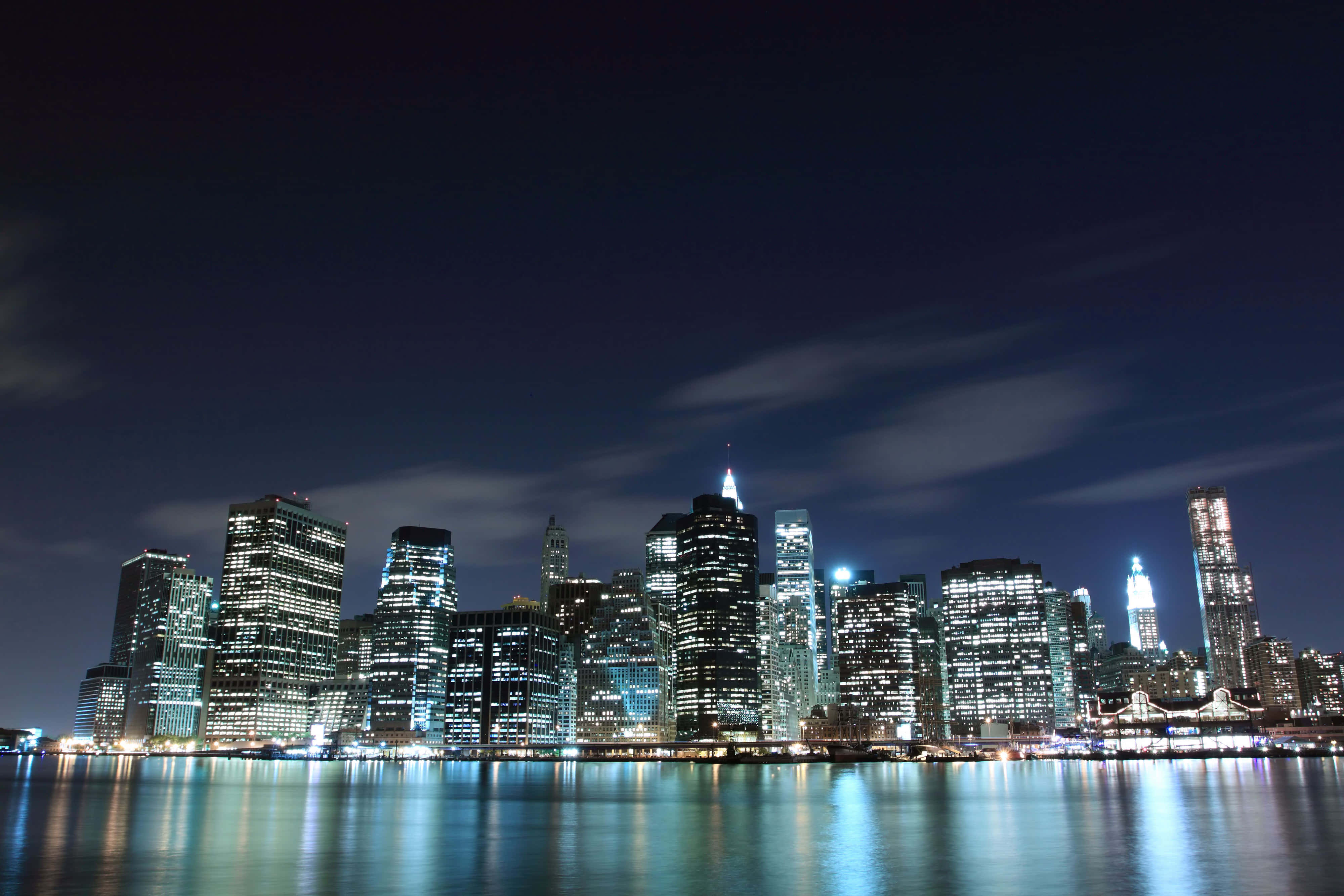 New York City, night, skyscrapers, 4K Desktop Wallpaper