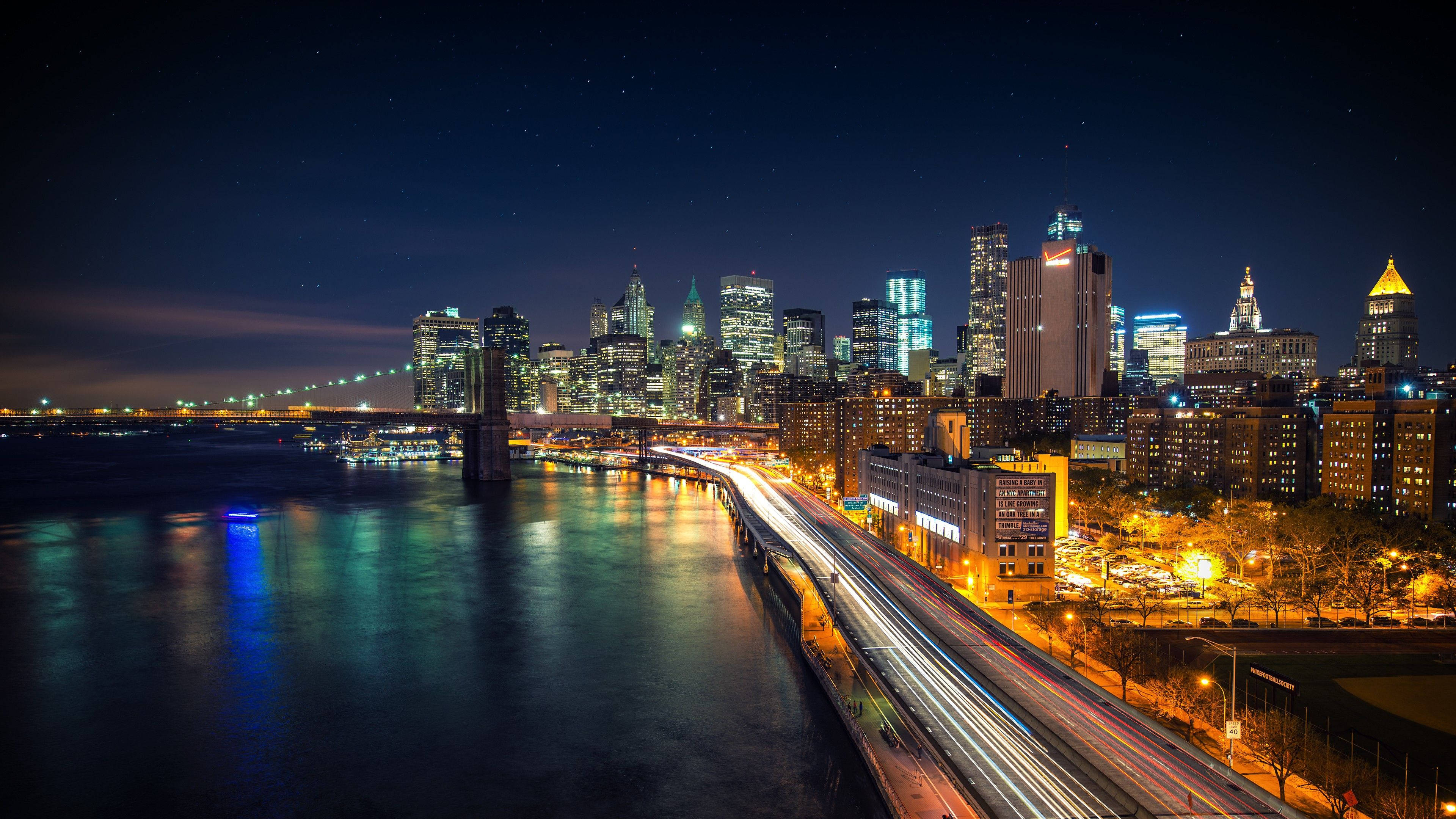 New York City, 4K, glowing skyscrapers, 4K Desktop Wallpaper