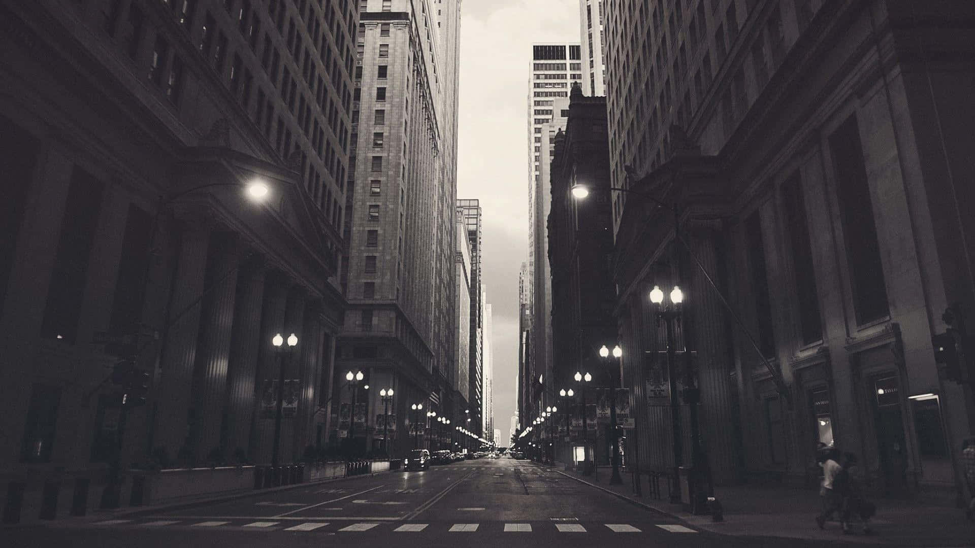 New York City, wet urban street, towering skyscrapers, Full HD Desktop Wallpaper