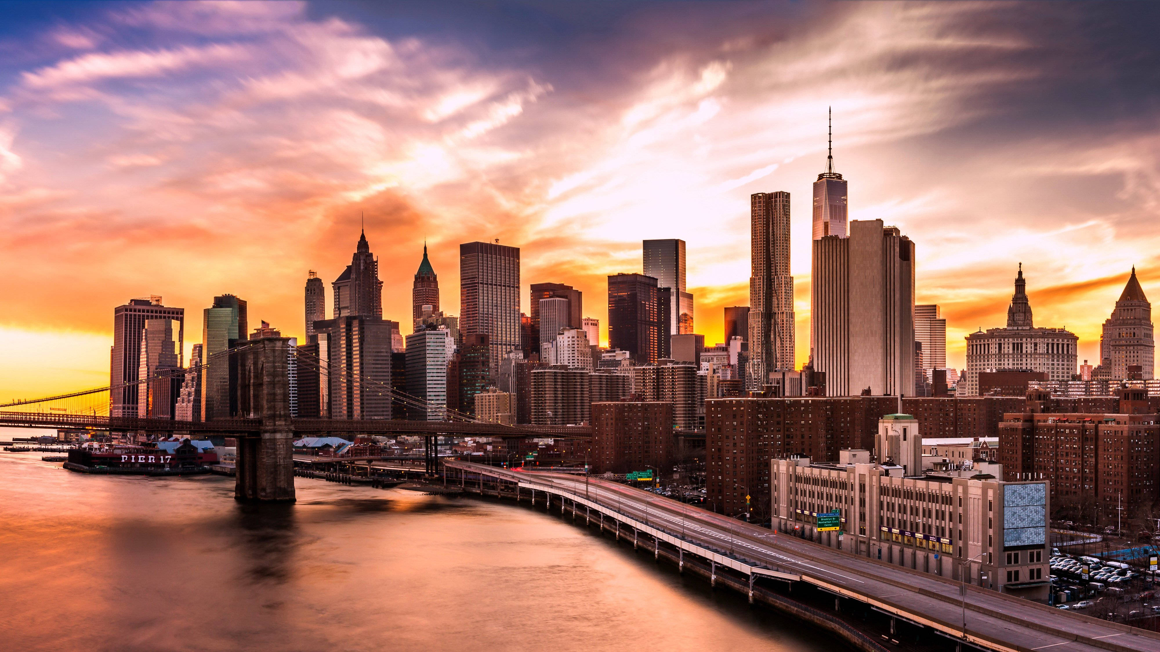 New York City, skyline, dusk, 4K Desktop Wallpaper