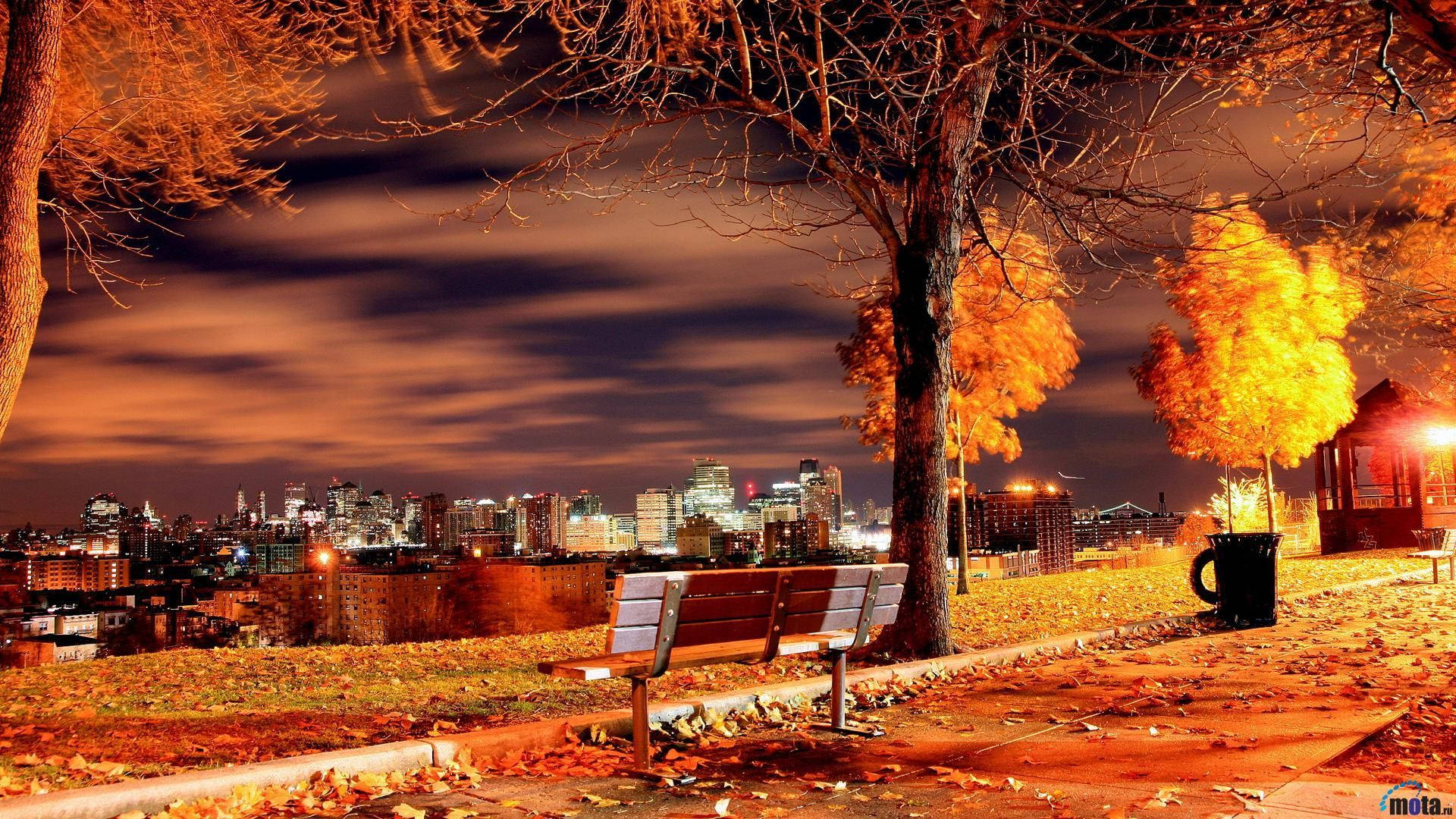 New York City, fall, night, Full HD Desktop Wallpaper