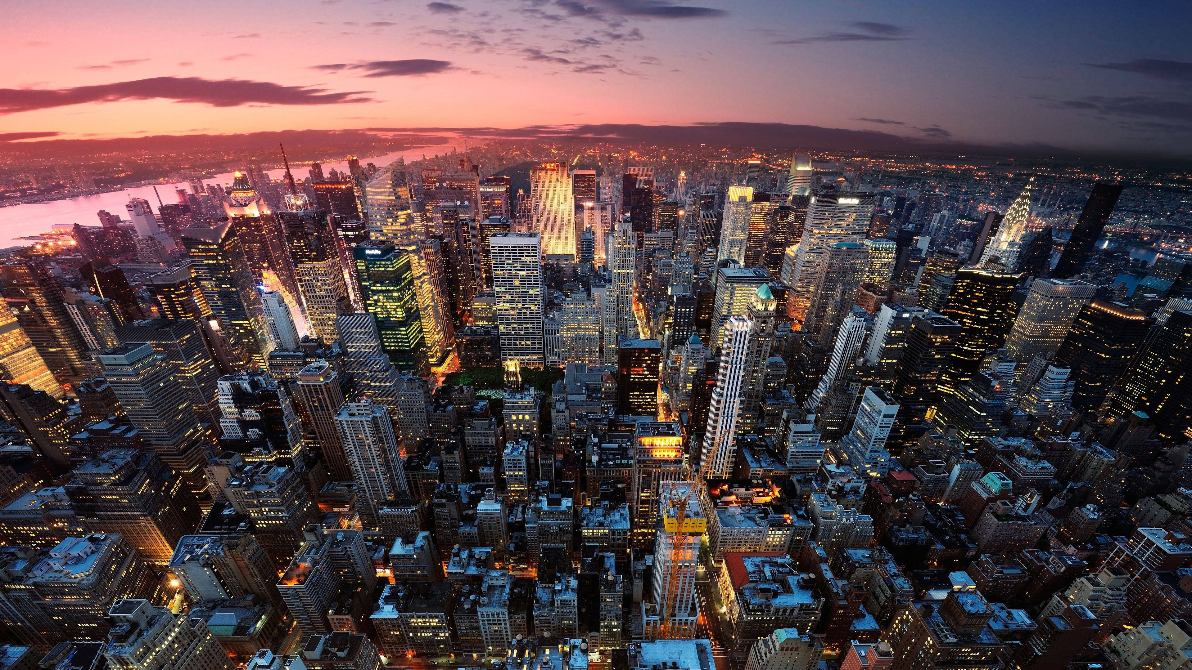 New York City, sunset, cityscape, 4K Desktop Wallpaper