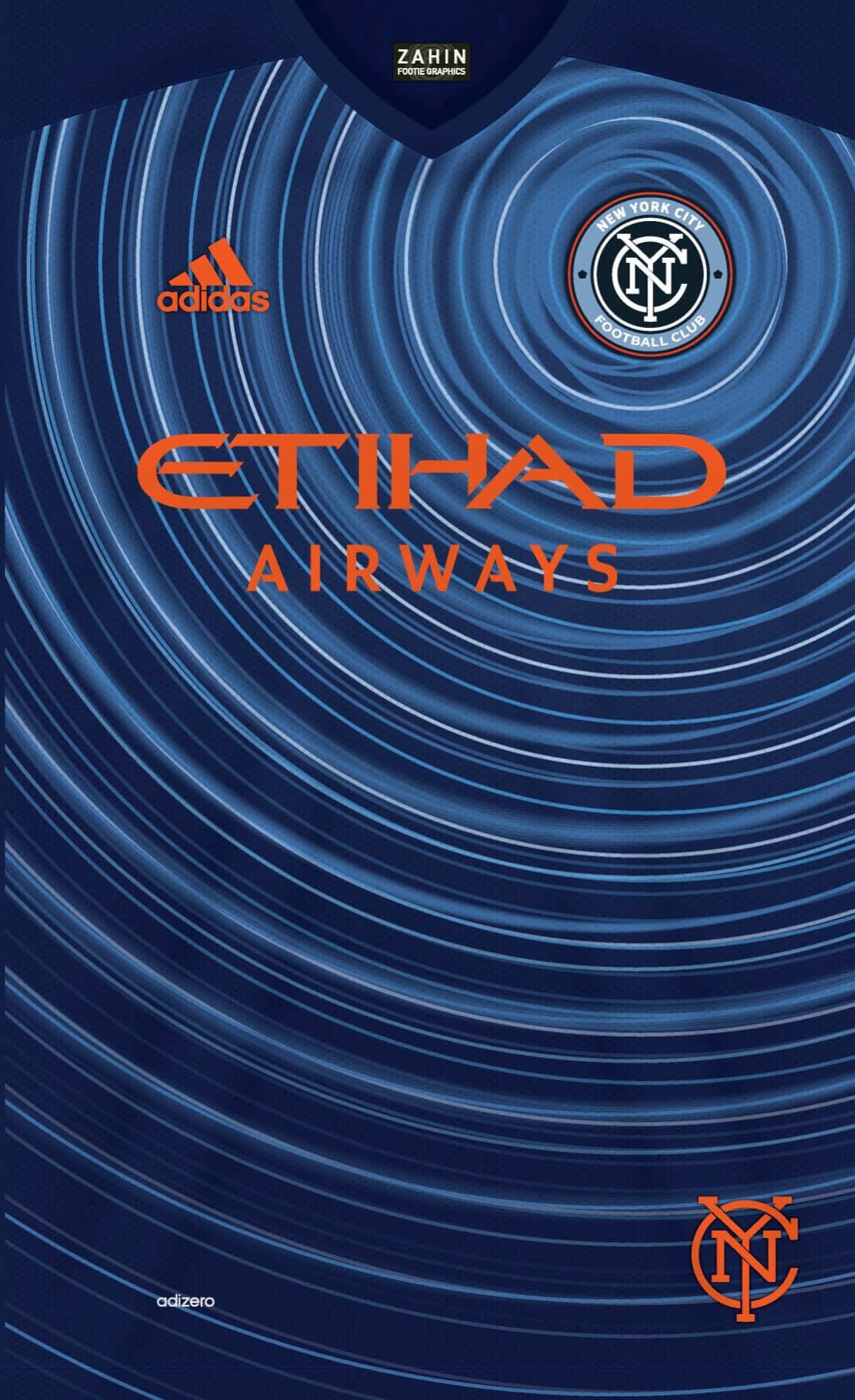 New York City FC, 2016 jersey, swirling blue patterns, HD Phone Wallpaper