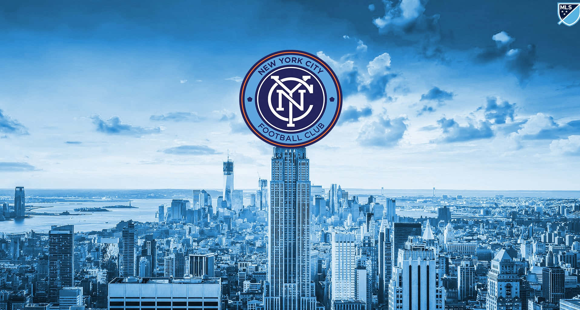 New York City FC, skyscraper, blue sky, HD Desktop Wallpaper