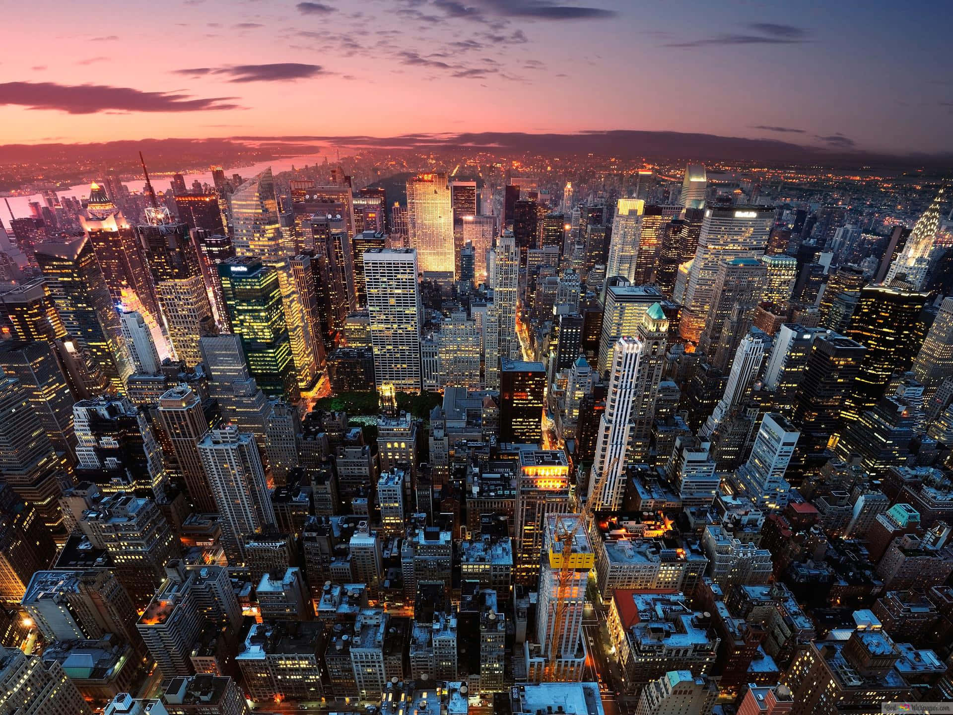 New York City, skyline, dusk, Full HD Desktop Wallpaper