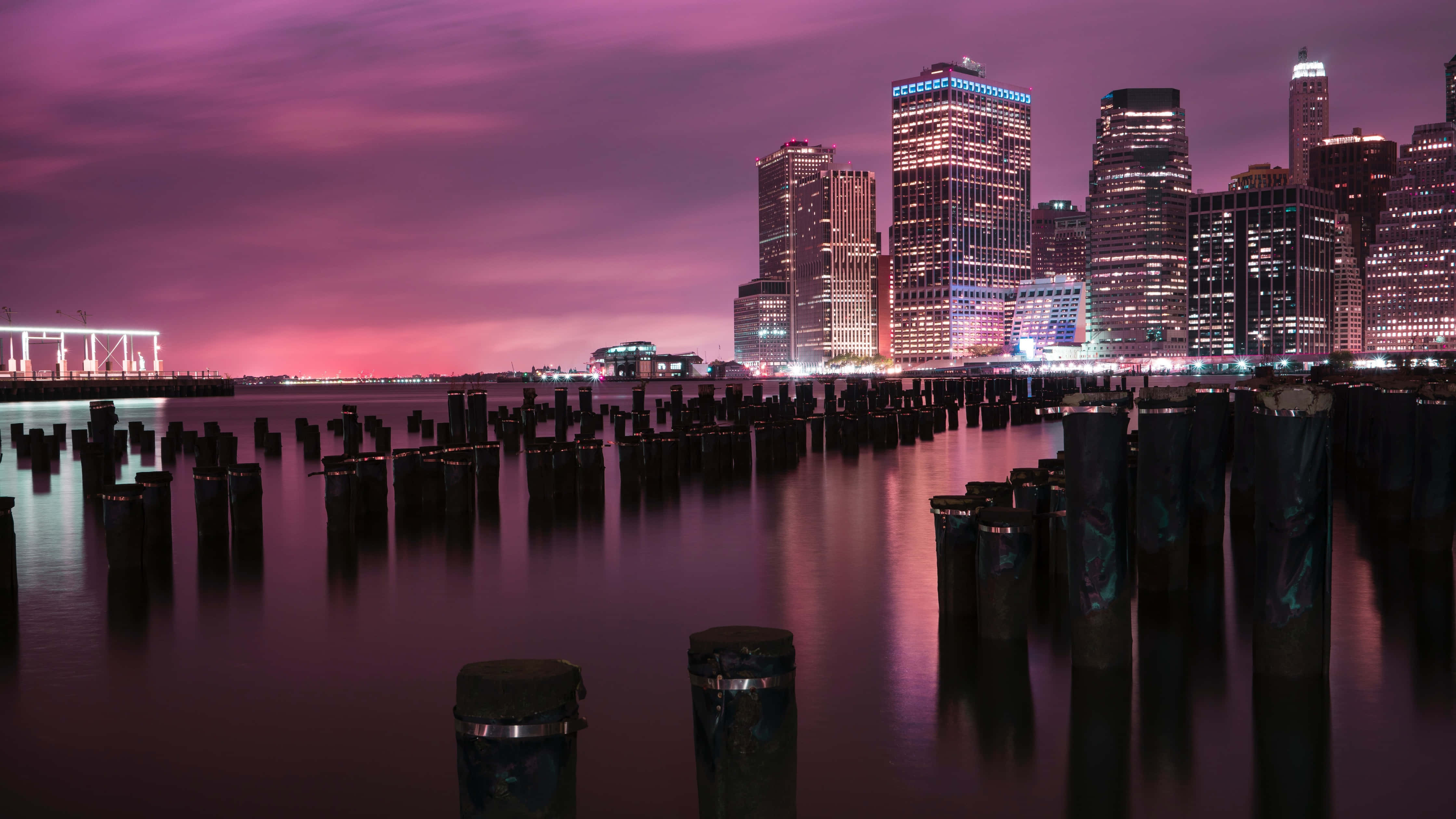 New York City, skyscrapers, calm water, 4K Desktop Wallpaper