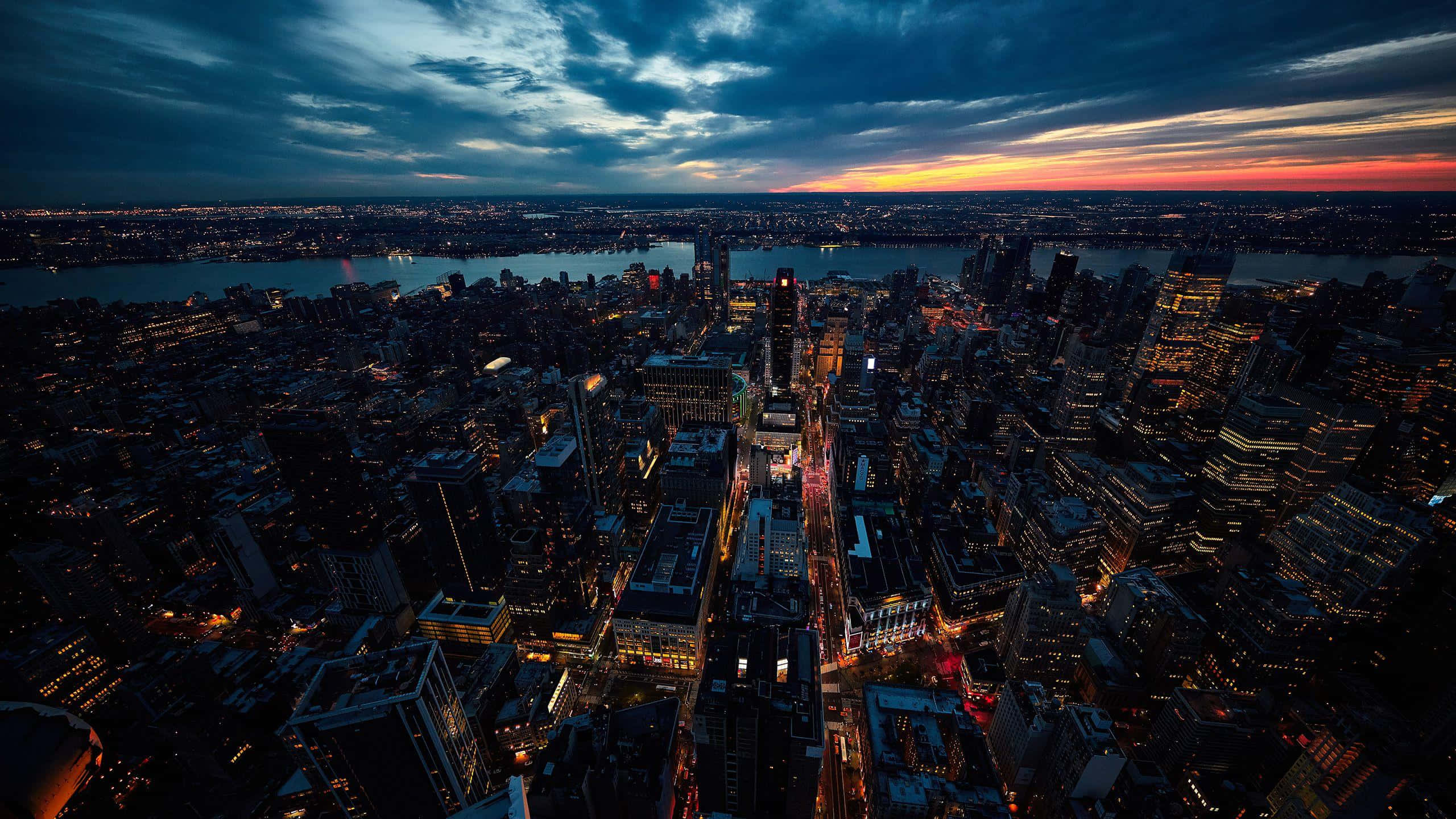 New York City Landscape, dusk, city skyline, 2K Desktop Wallpaper