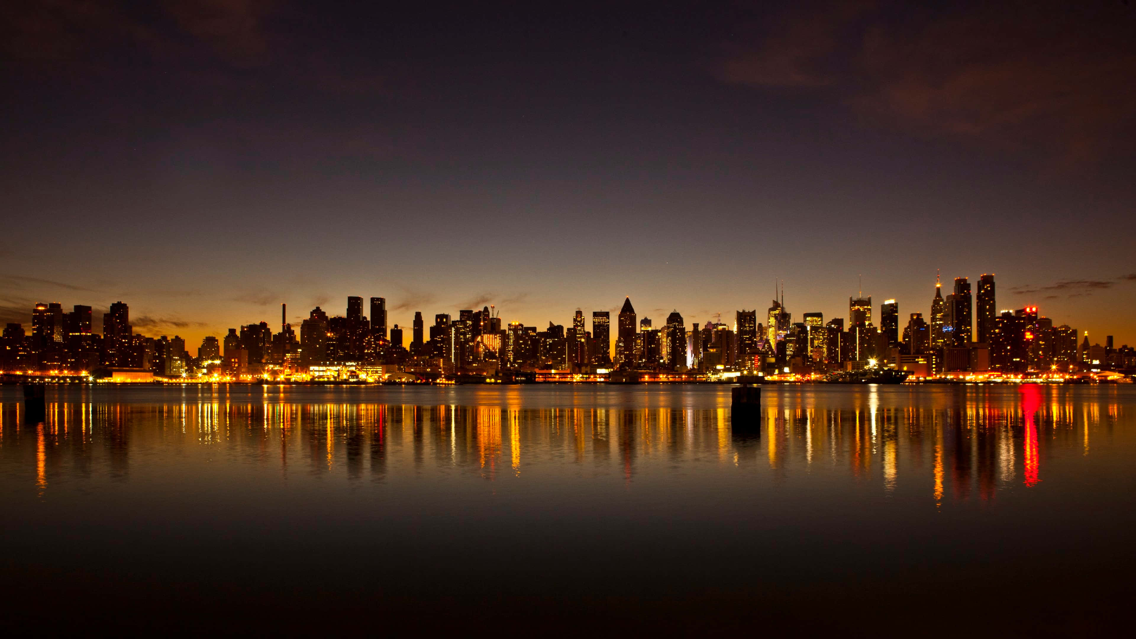 New York City Landscape, skyscrapers, twilight sky, 4K Desktop Wallpaper