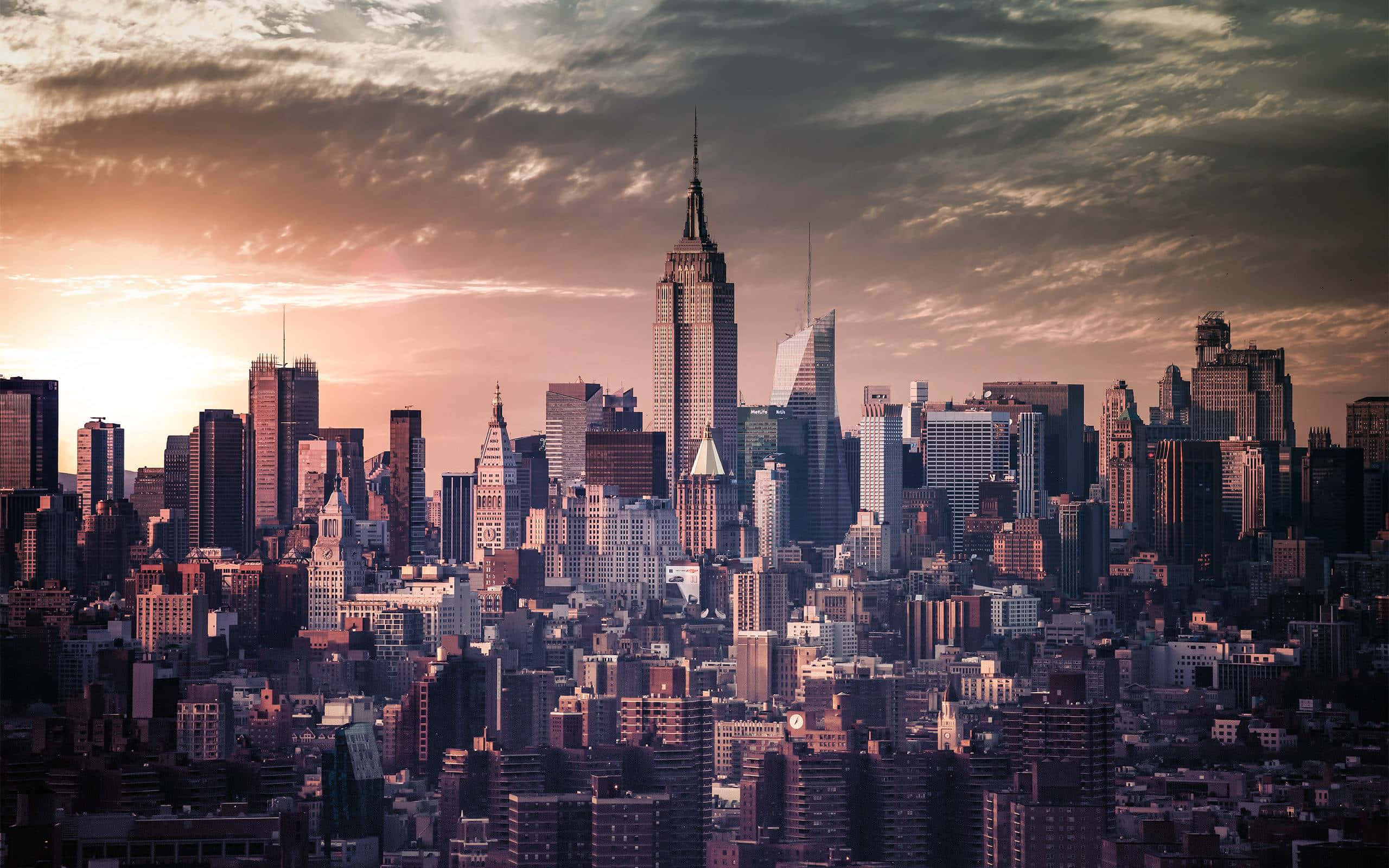 New York City, sunset, skyline, 2K Desktop Wallpaper