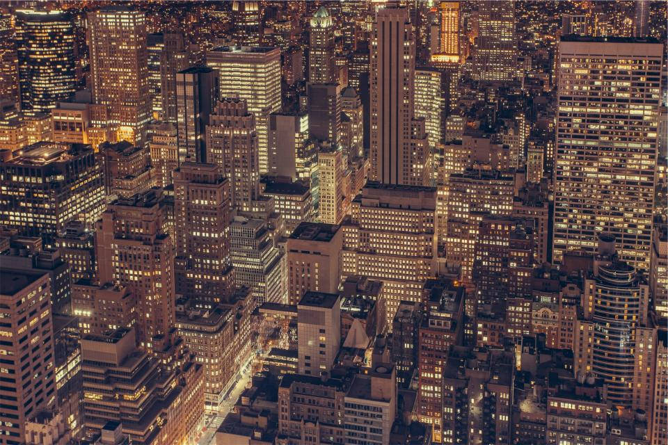 New York City, night view, aerial view, SD Desktop Wallpaper