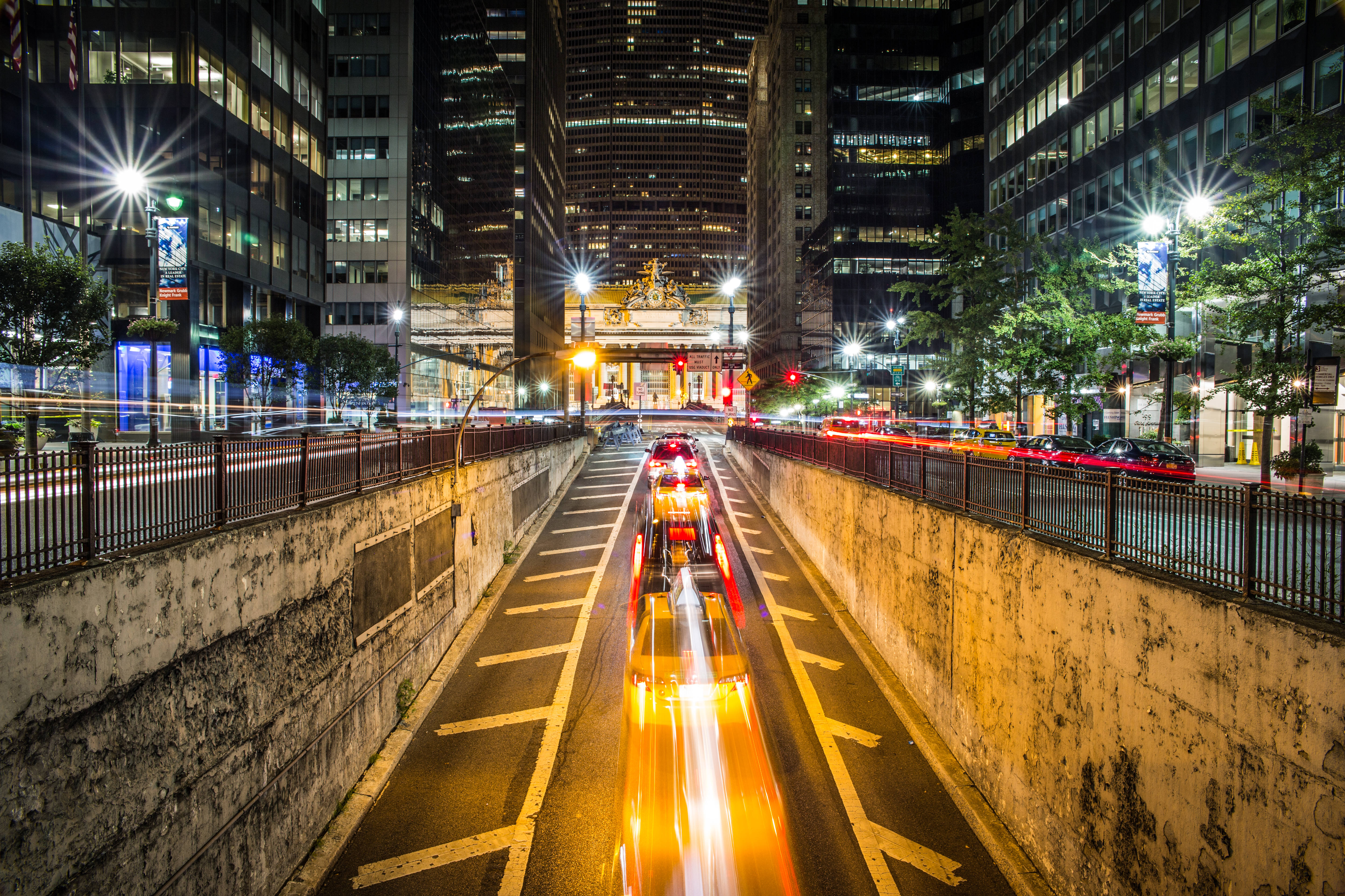 New York City Night, underpass, car lights, 5K Desktop Wallpaper