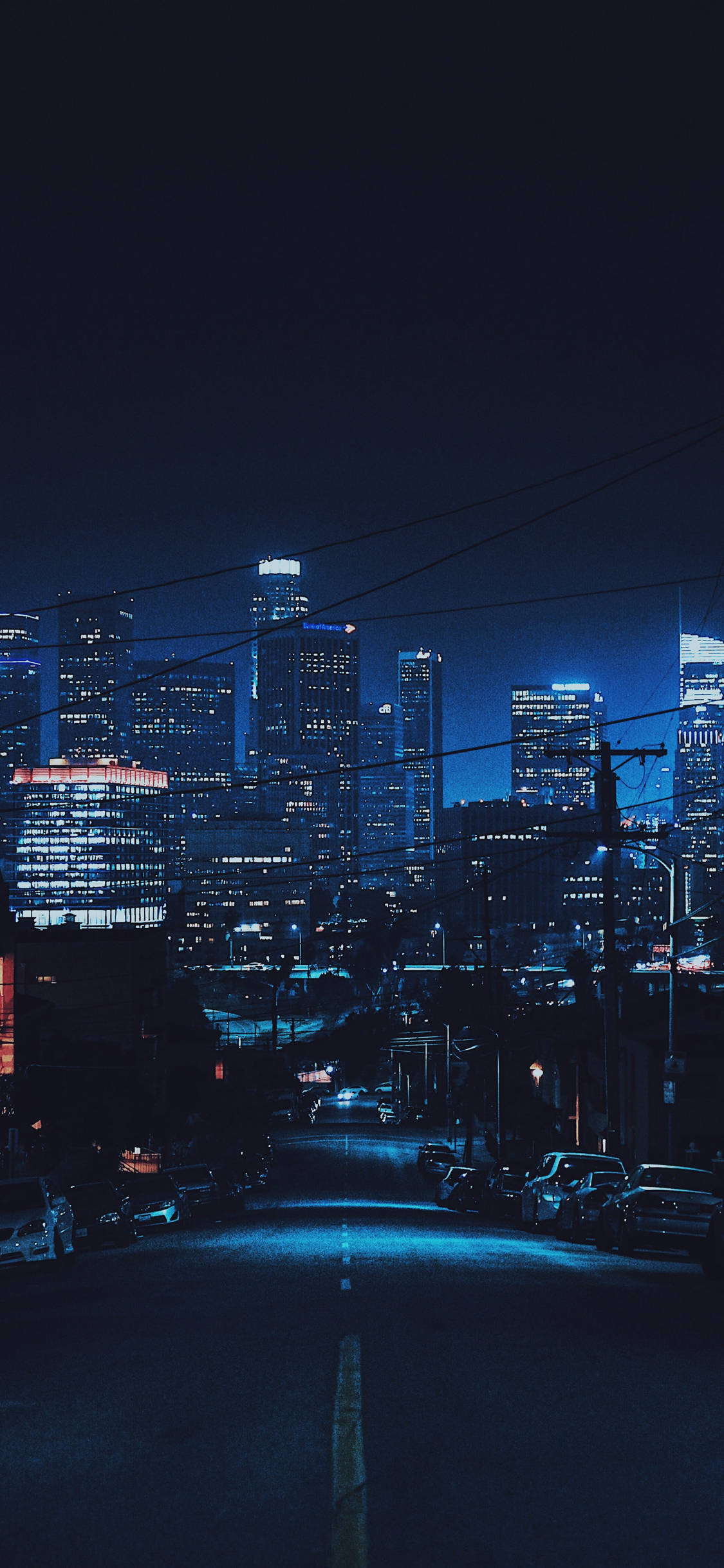 New York Skyline, iPhone Street View, neon-lit city street, Full HD Phone Wallpaper