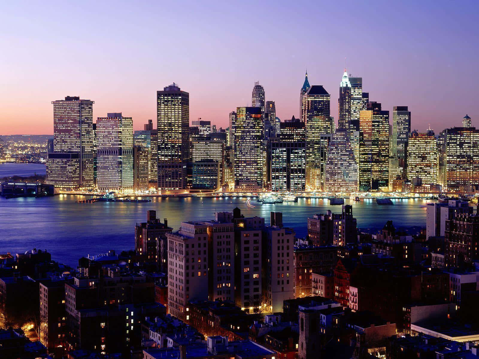 New York City, twilight, skyline, HD Desktop Wallpaper
