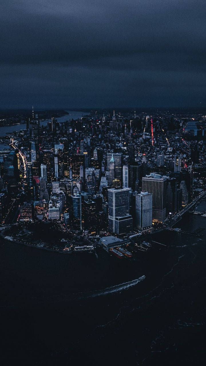 New York, night, aerial view, HD Phone Wallpaper