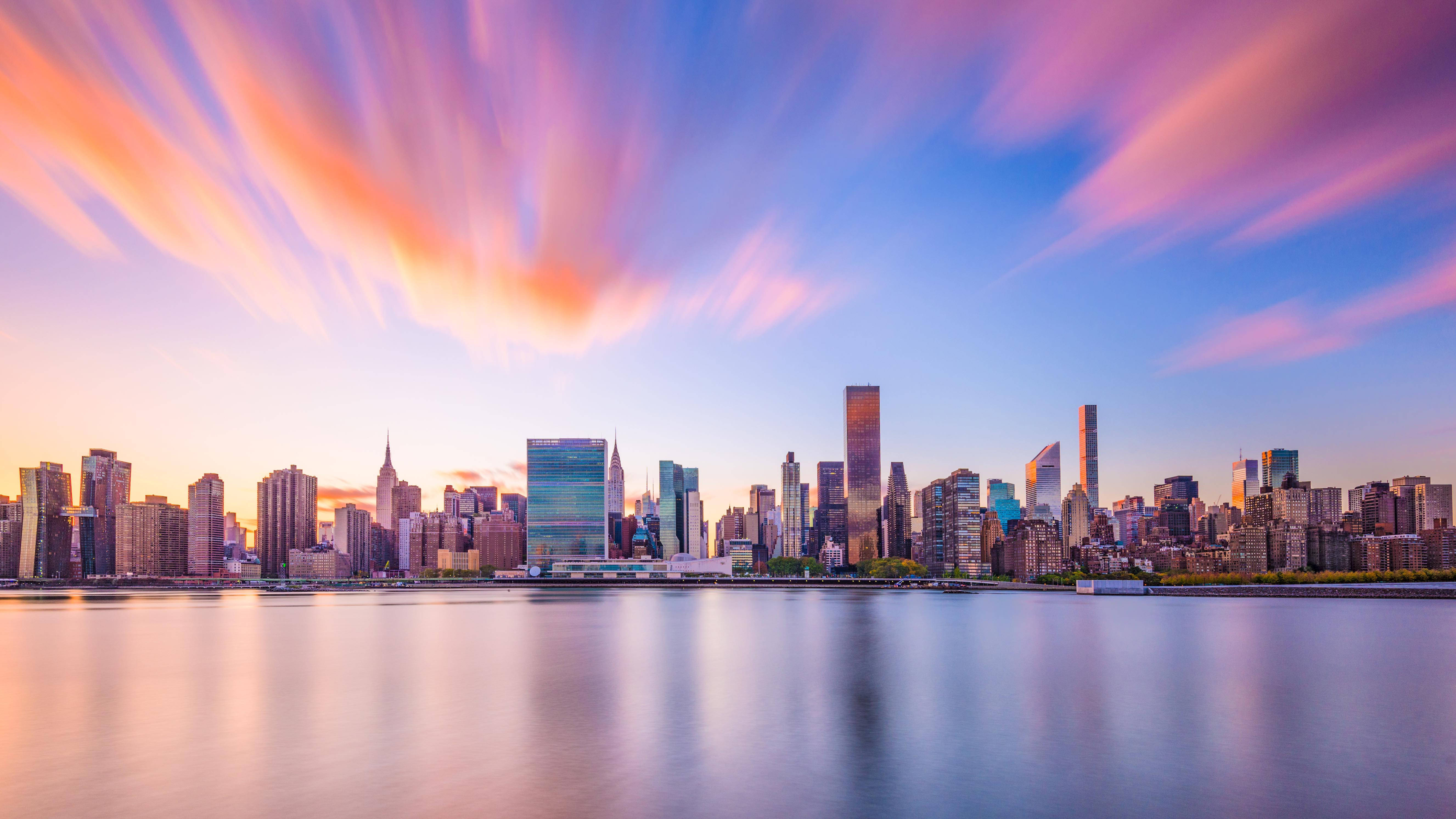 New York City, skyline, sunset, 5K Desktop Wallpaper