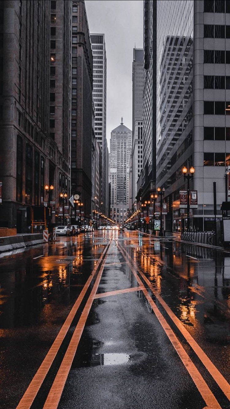 New York City, rain-slicked urban street, night, HD Phone Wallpaper