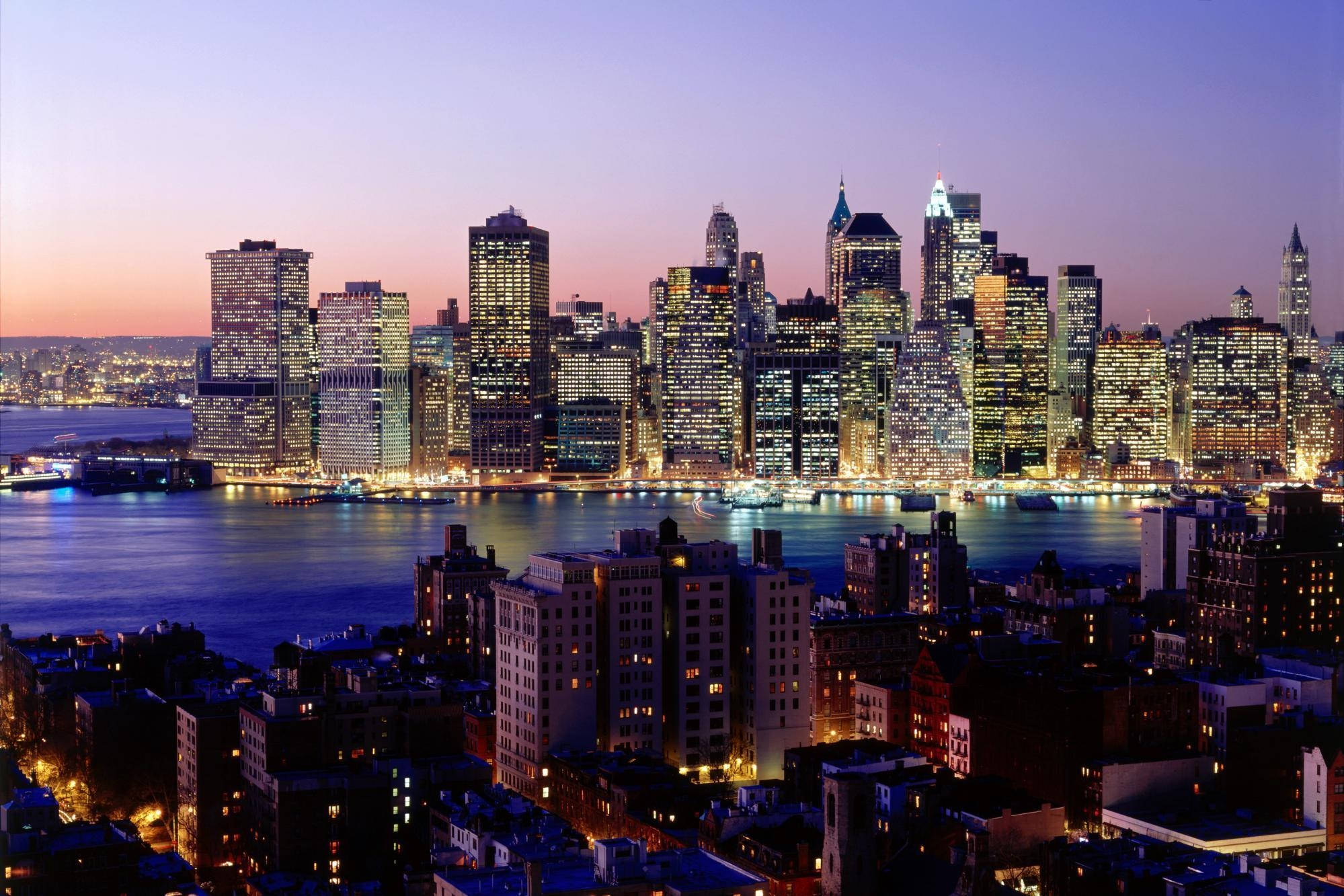 New York City, downtown, twilight, Full HD Desktop Wallpaper