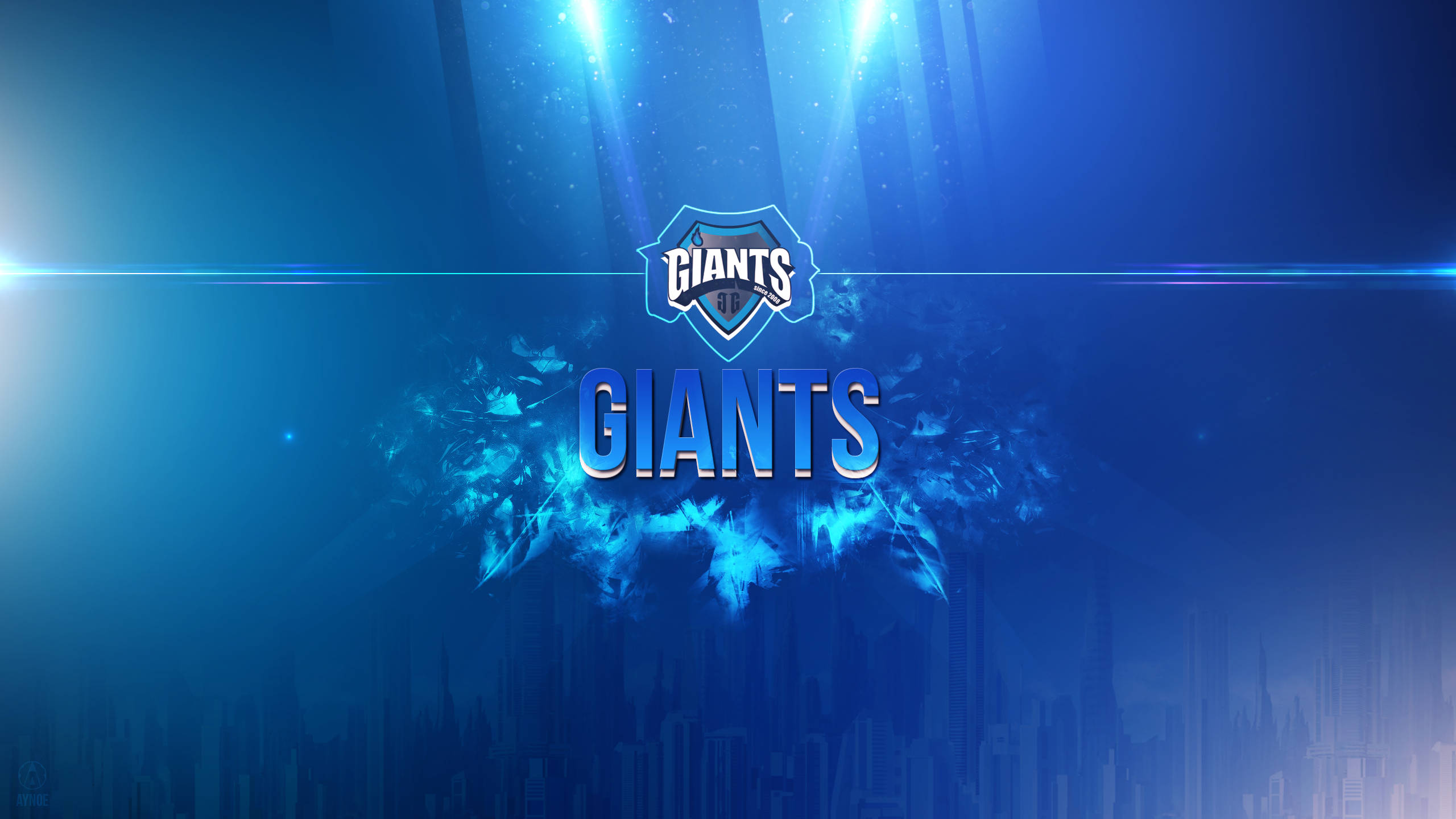 New York Giants, blue flame, GIANTS logo, 2K Desktop Wallpaper