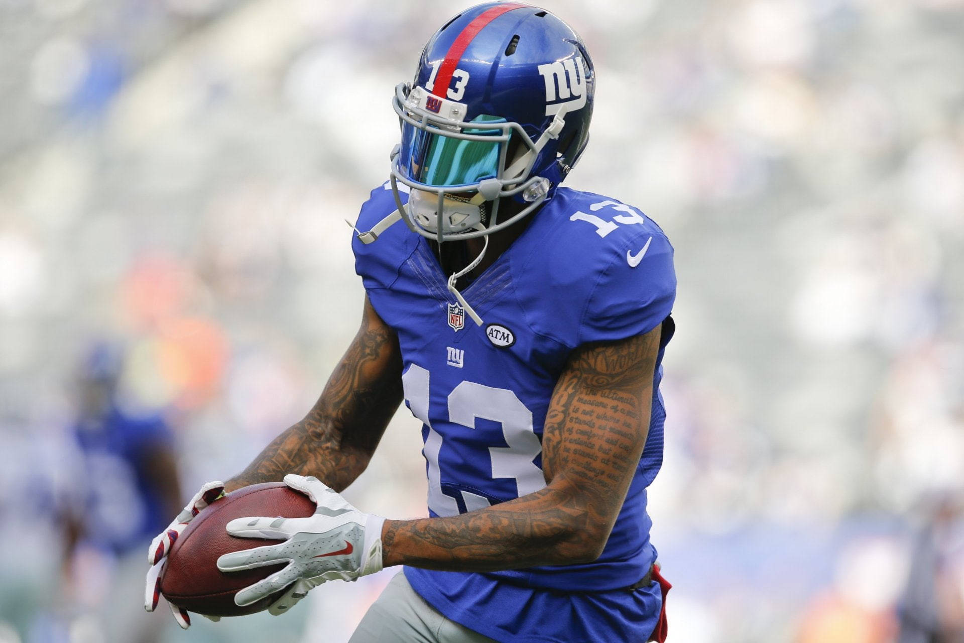 New York Giants, blue uniform, football player, Full HD Desktop Wallpaper