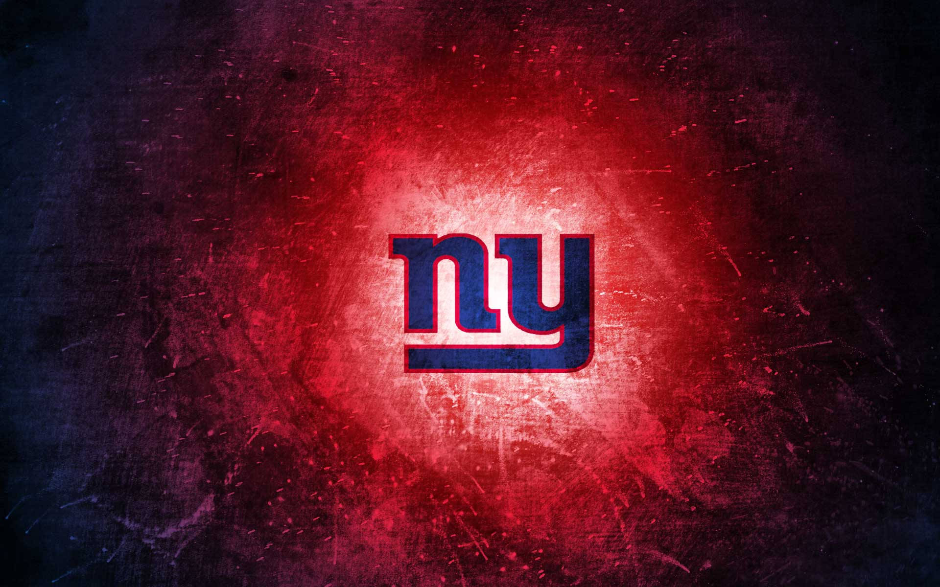 Neon Red New York Giants Logo, blue ny logo, textured red background, Full HD Desktop Wallpaper