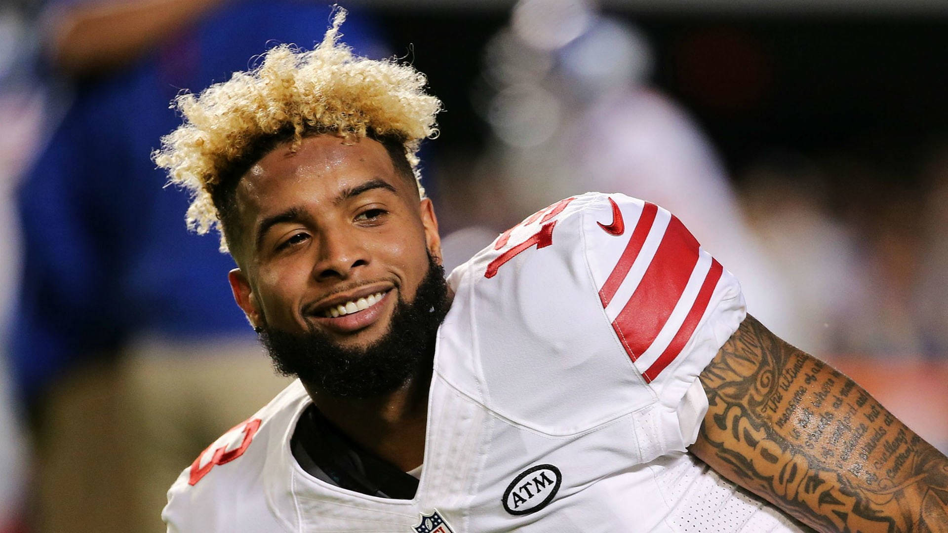 New York Giants, smile, white jersey, Full HD Desktop Wallpaper