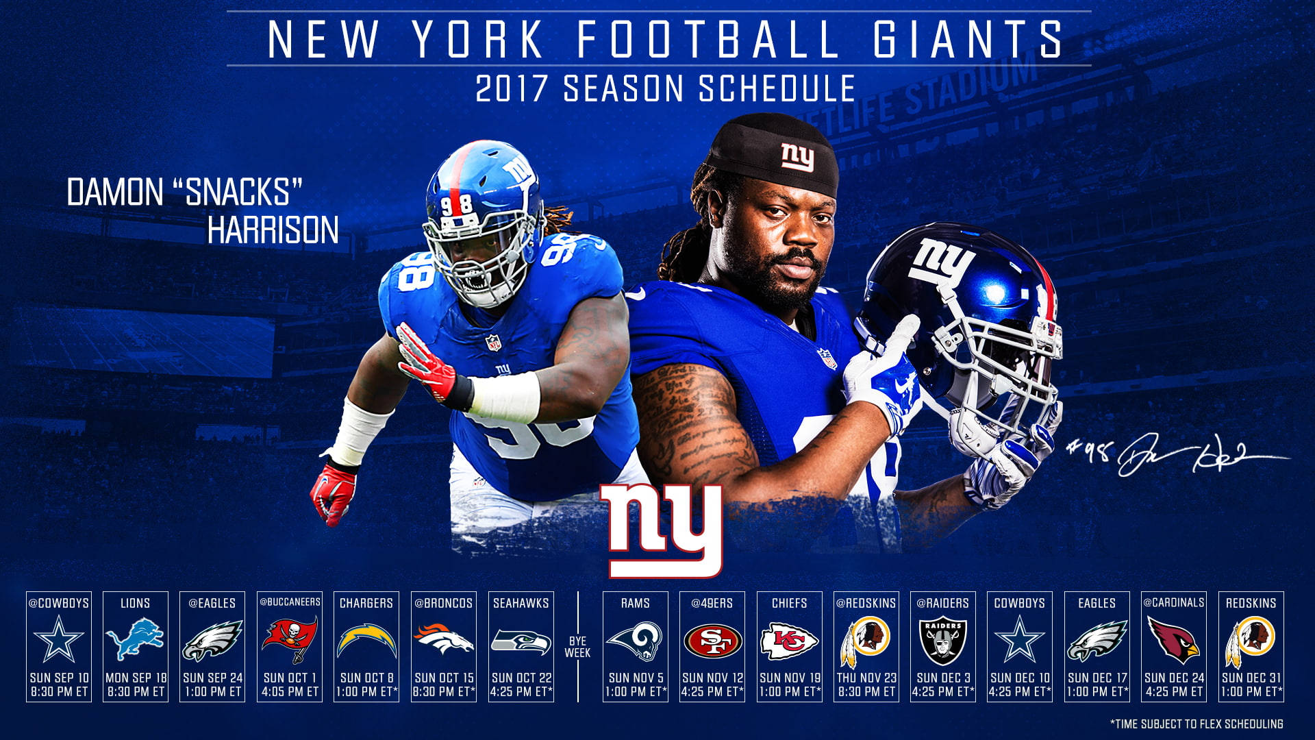 New York Giants, blue uniforms, dark stadium backdrop, Full HD Desktop Wallpaper