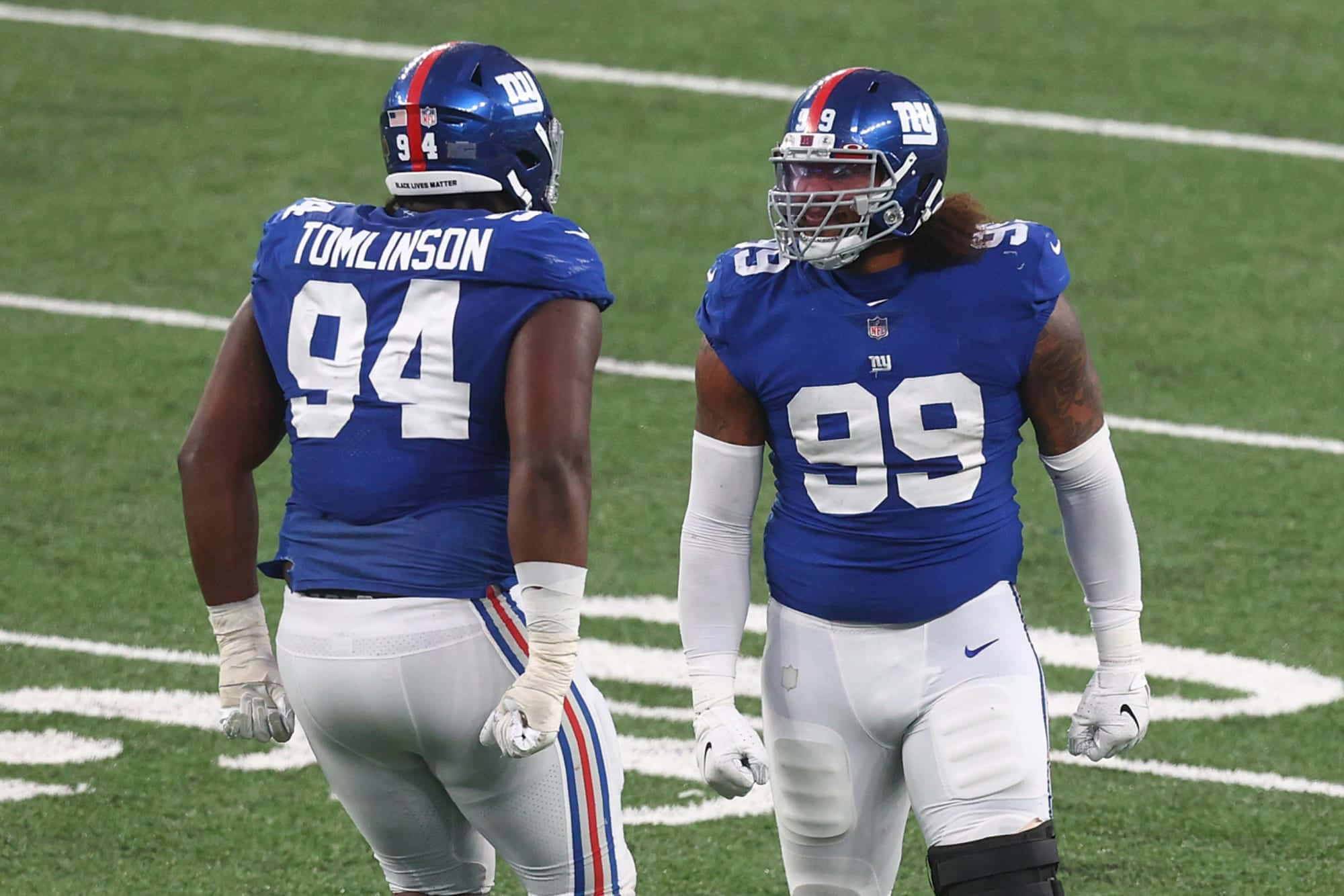 New York Giants, blue jerseys, green field, Full HD Desktop Wallpaper