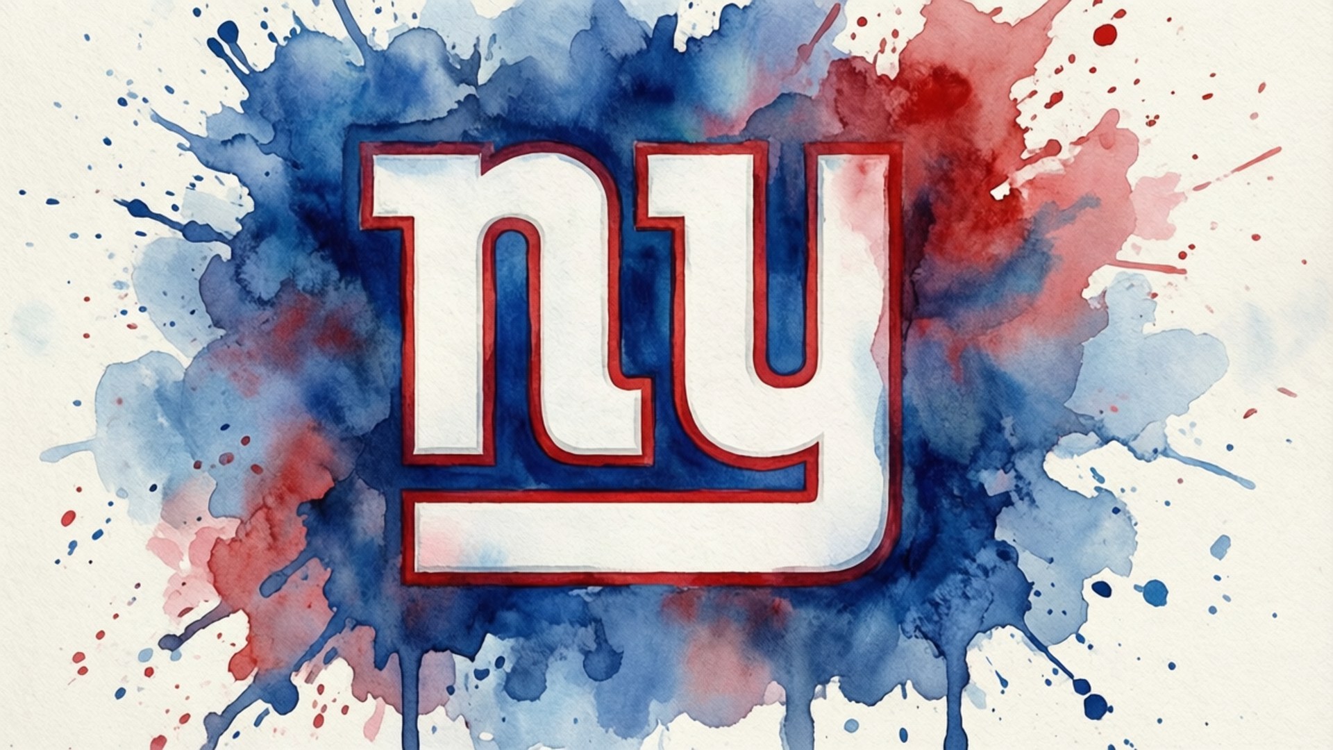 New York Giants, watercolor splatters, cream background, Full HD Desktop Wallpaper