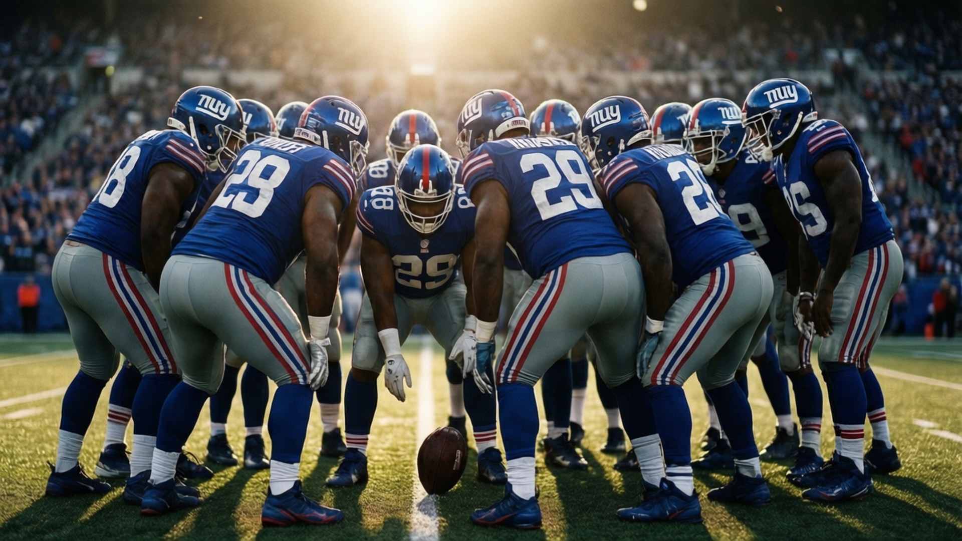 New York Giants, football players, huddle, Full HD Desktop Wallpaper