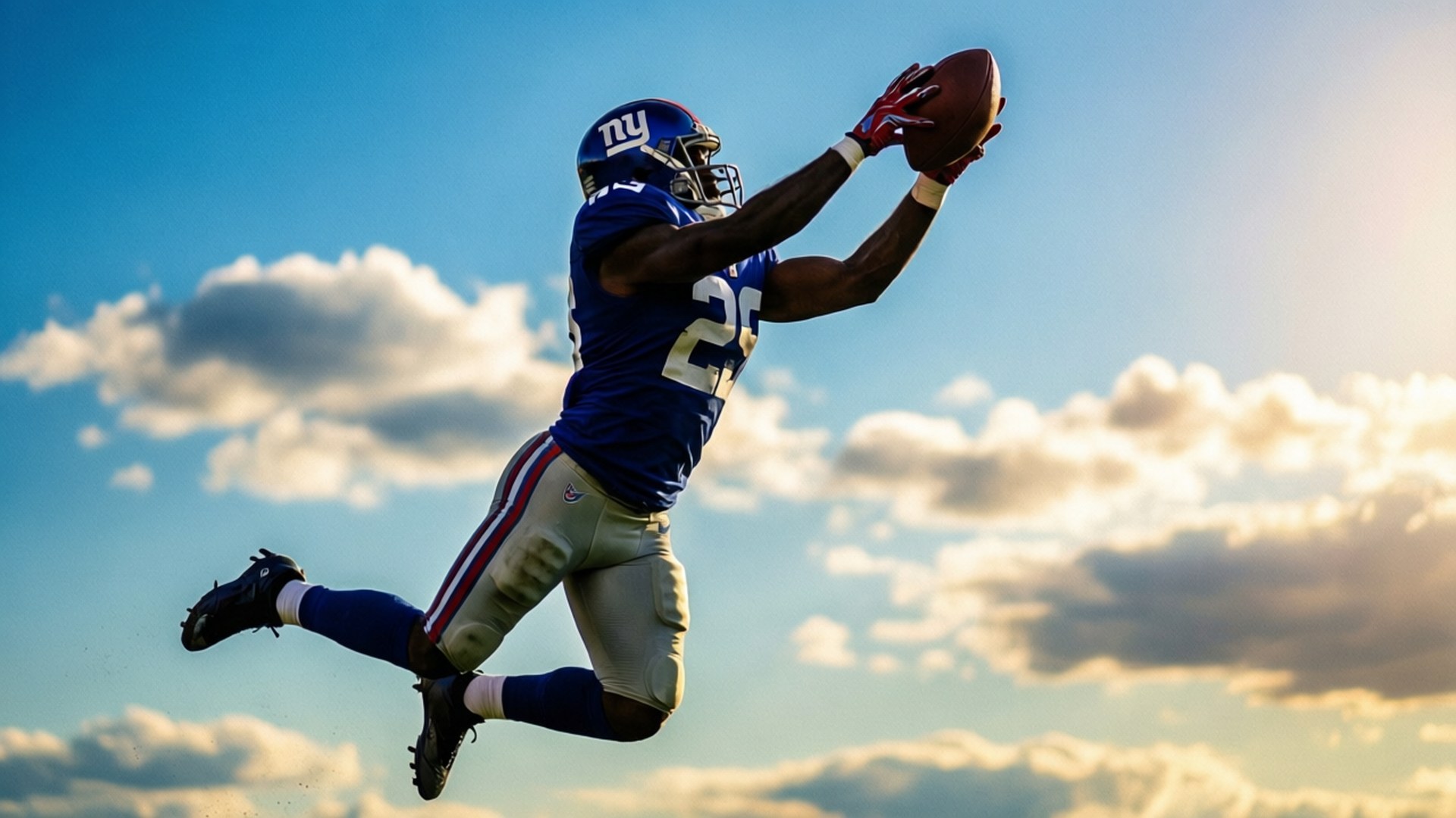 New York Giants, football player, golden sunset sky, Full HD Desktop Wallpaper