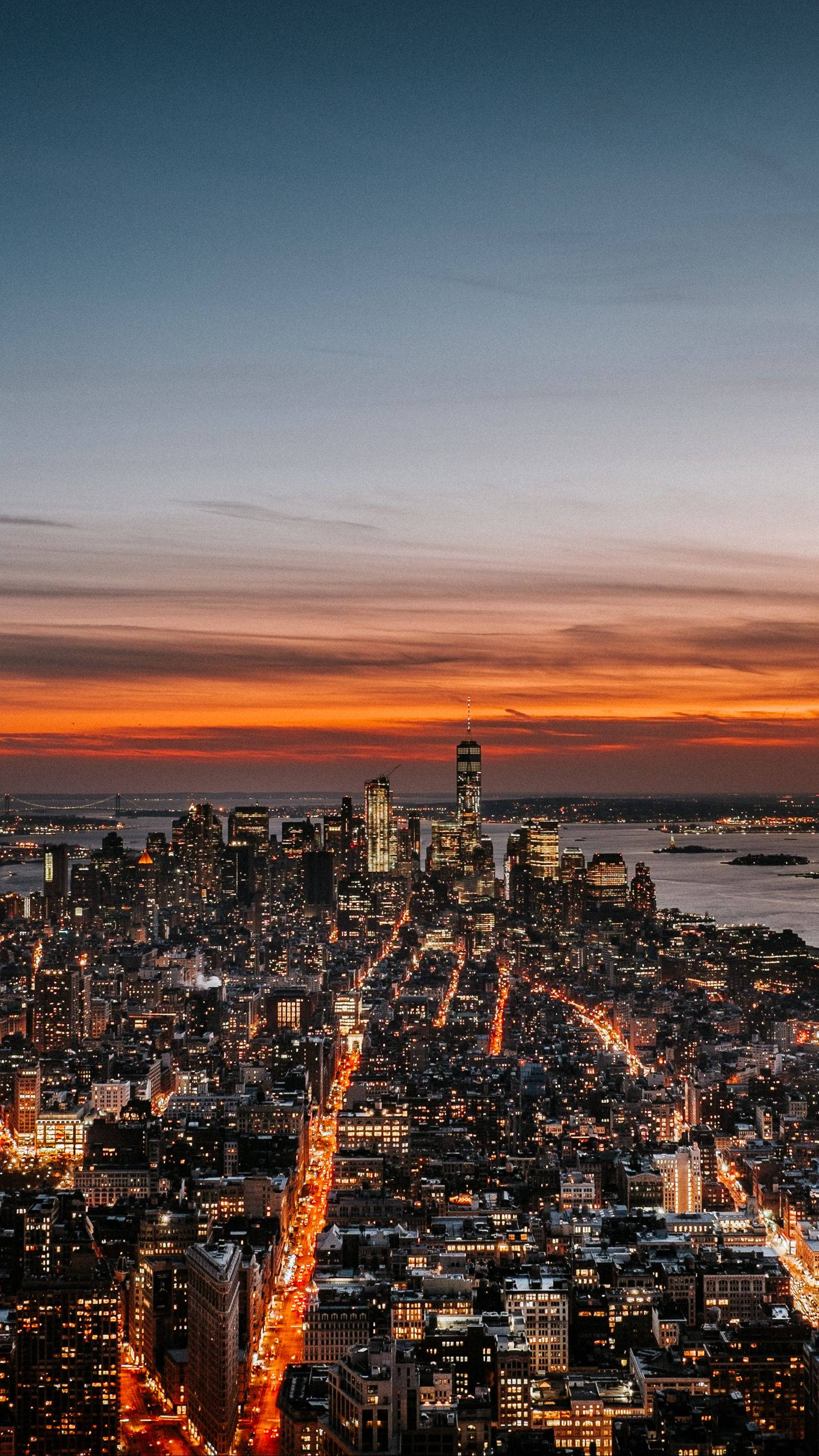 New York, iPhone, sunset, 2K Phone Wallpaper