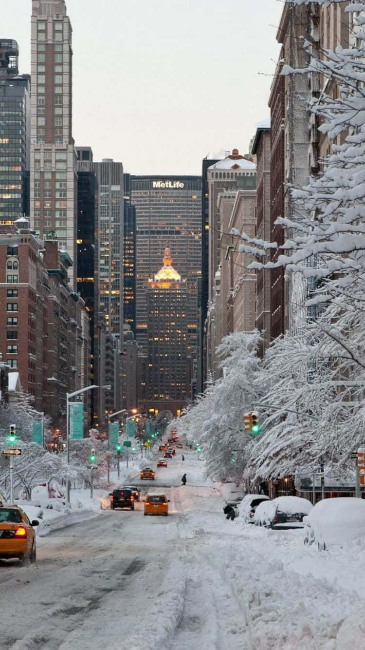 New York, iPhone X, snow, HD Phone Wallpaper