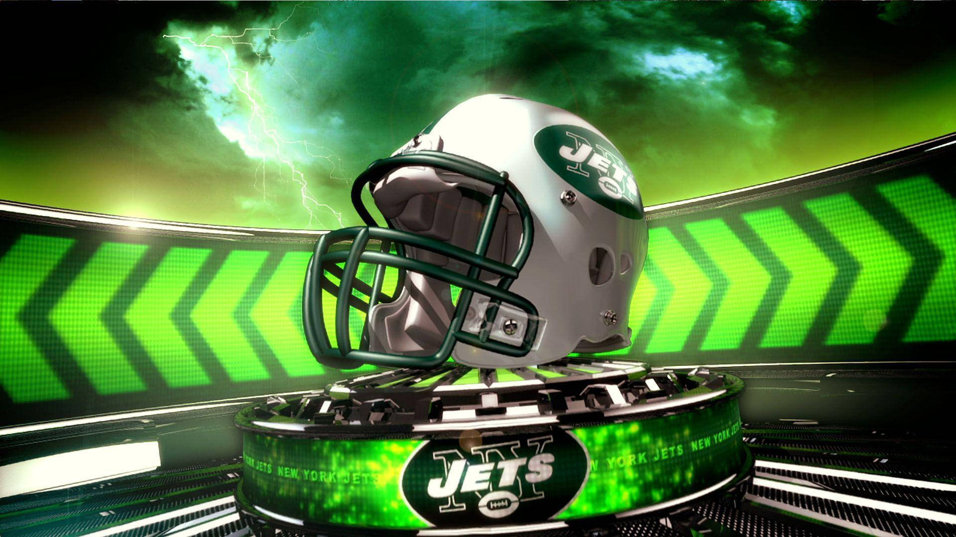 New York Jets, helmet, neon green lightning, Full HD Desktop Wallpaper