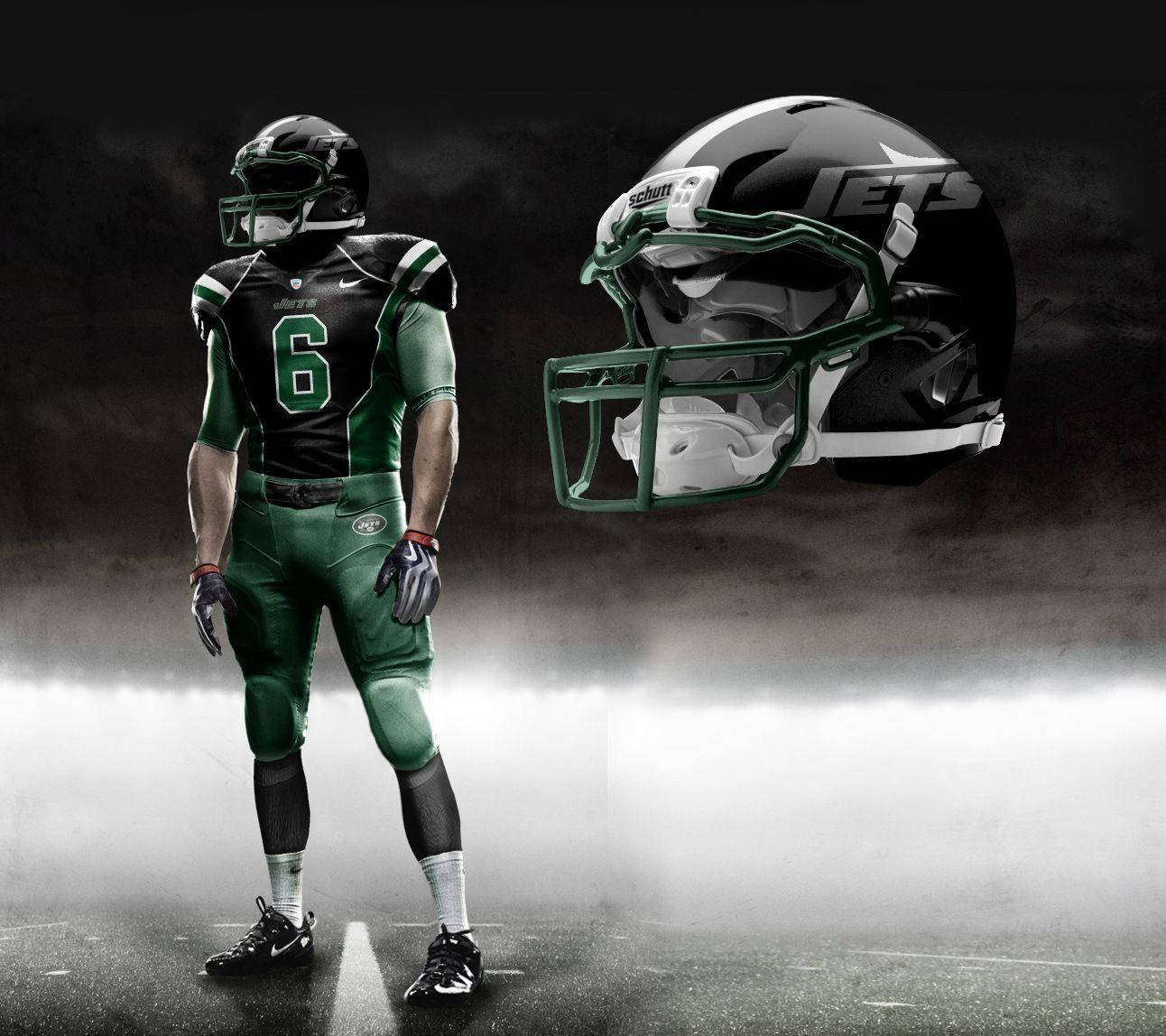 New York Jets, green and black uniform, floating helmet, HD Desktop Wallpaper