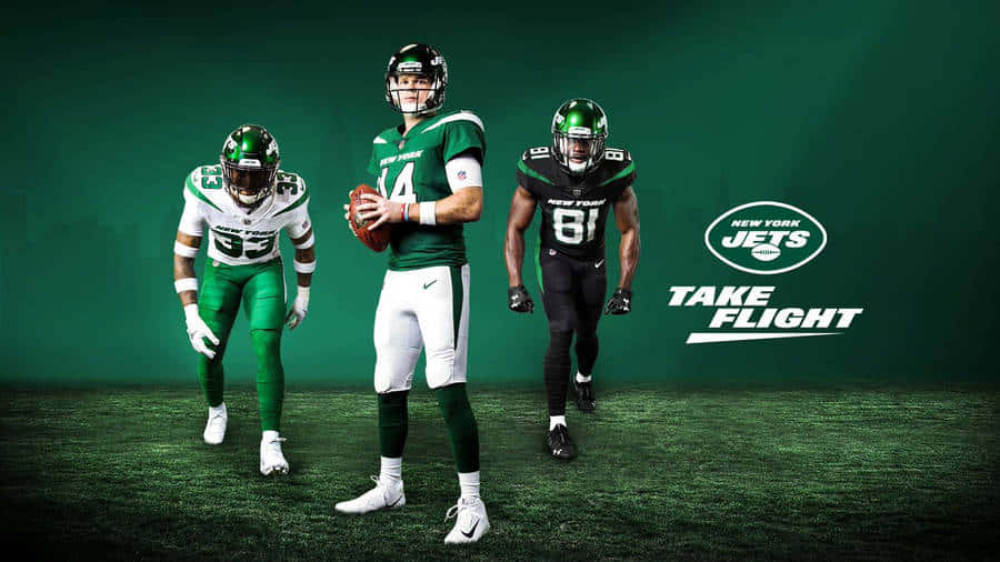 New York Jets, green and white uniforms, grass, SD Desktop Wallpaper
