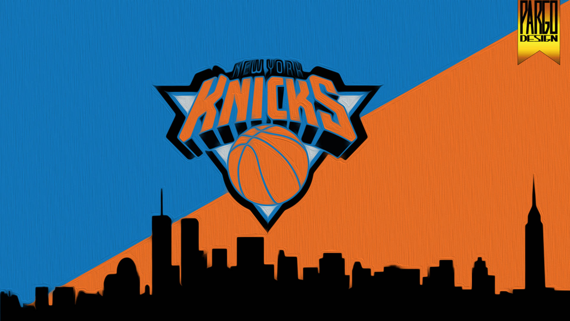 New York Knicks, cityscape logo, bold blue, Full HD Desktop Wallpaper