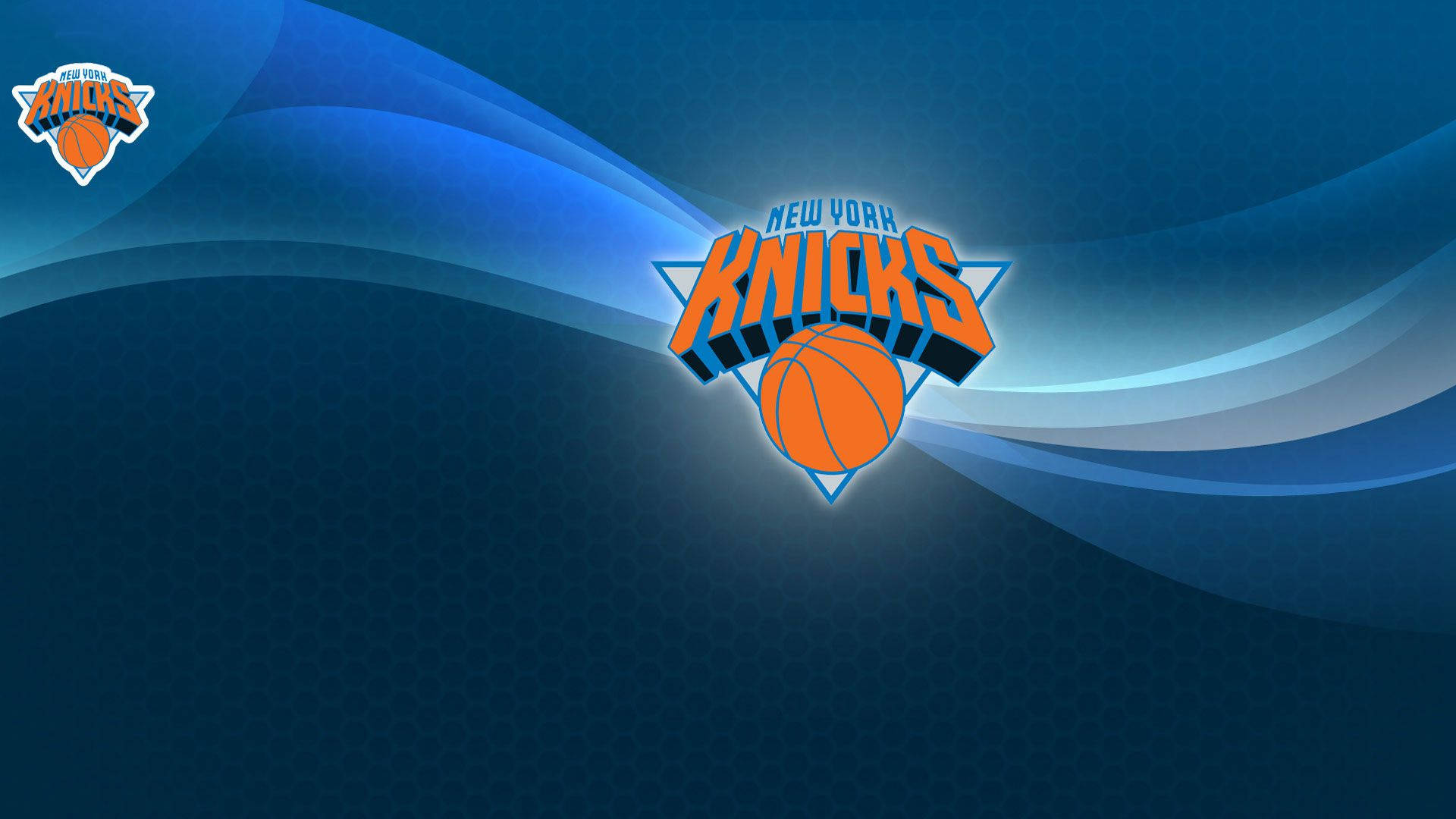 New York Knicks, digitally designed logo, blue wave background, Full HD Desktop Wallpaper
