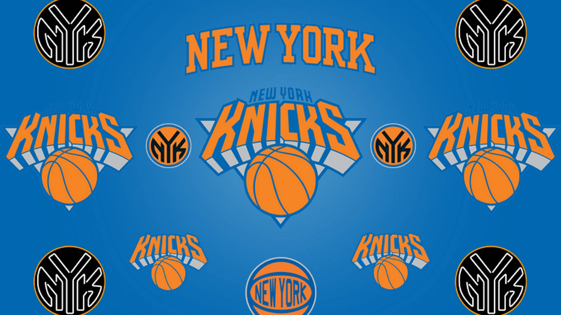 New York Knicks, classic team logo, vibrant blue, Full HD Desktop Wallpaper