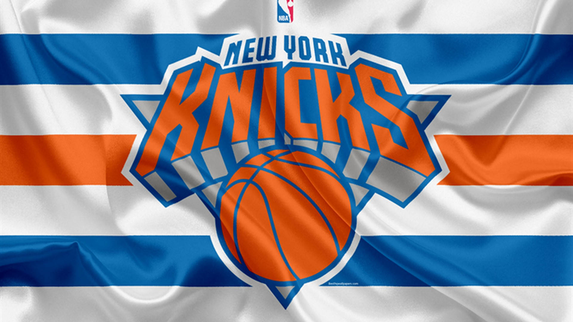 New York Knicks, satin flag, blue, Full HD Desktop Wallpaper