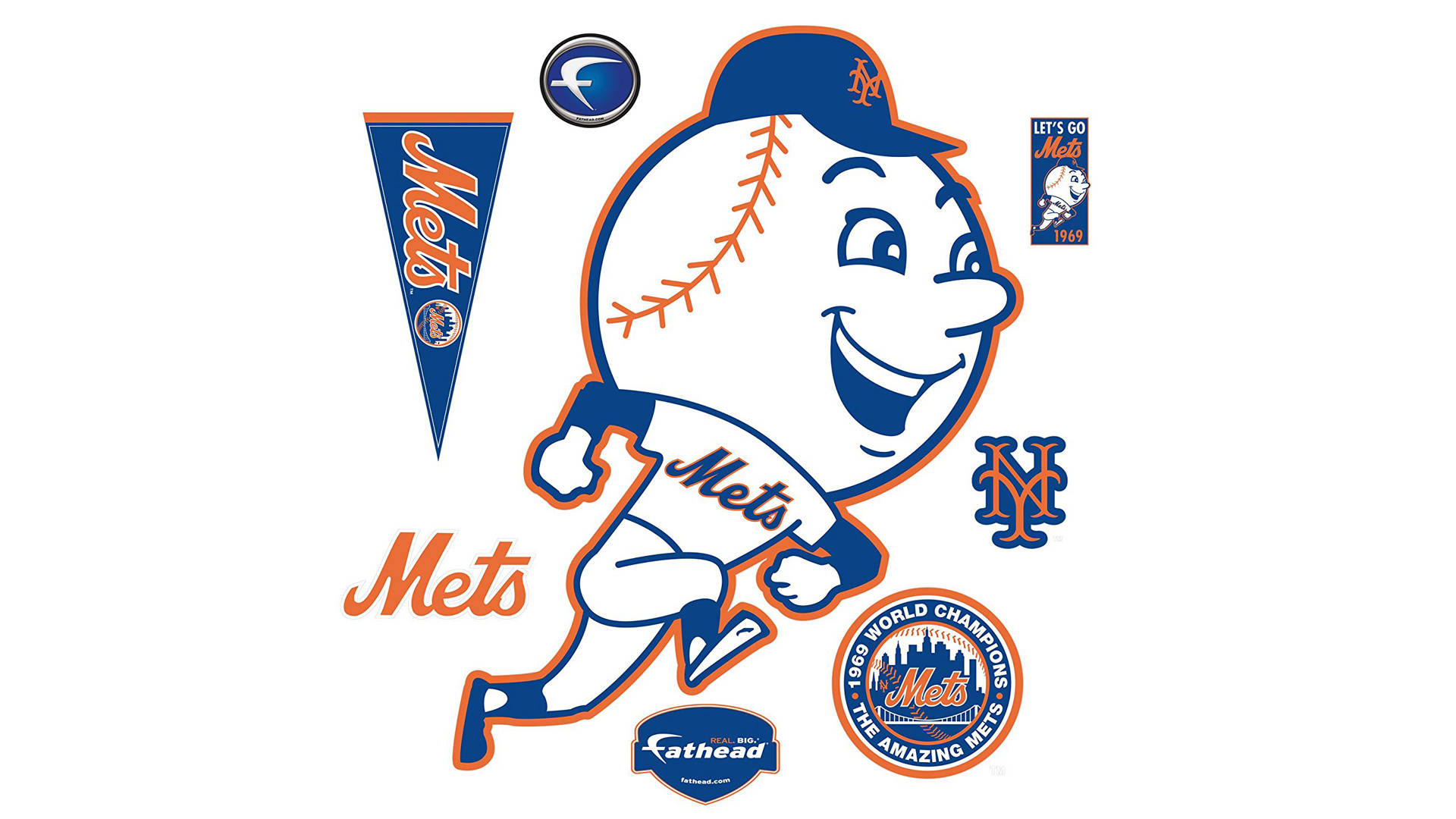 New York Mets, blue, orange, Full HD Desktop Wallpaper