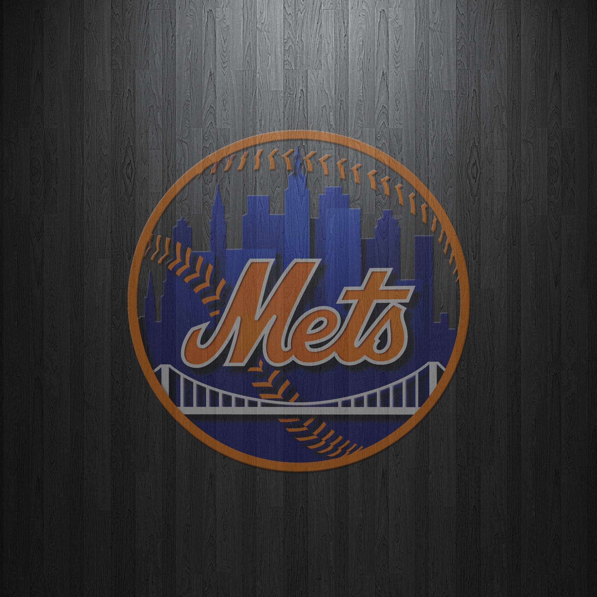 New York Mets, baseball logo, city skyline, Full HD Desktop Wallpaper