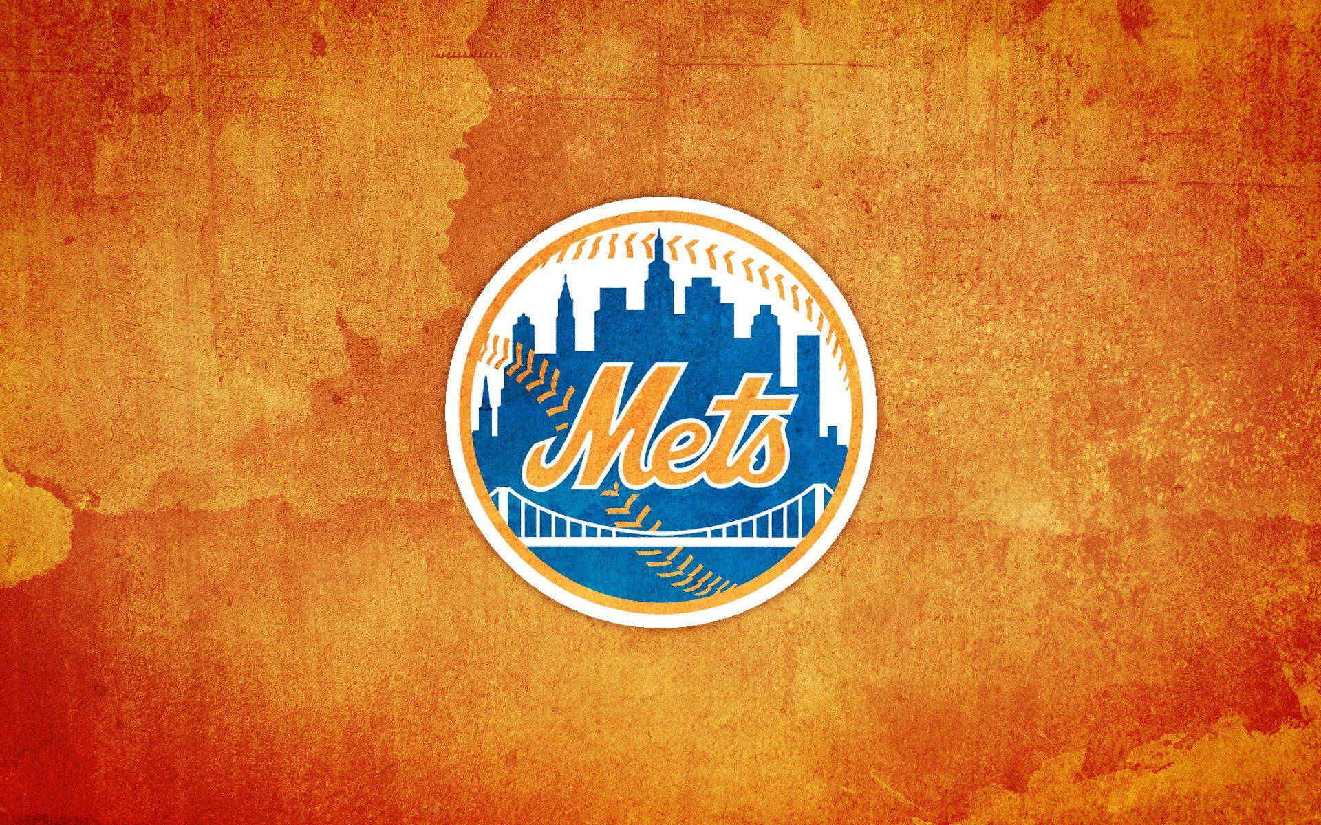 New York Mets, textured orange, blue skyline, Full HD Desktop Wallpaper